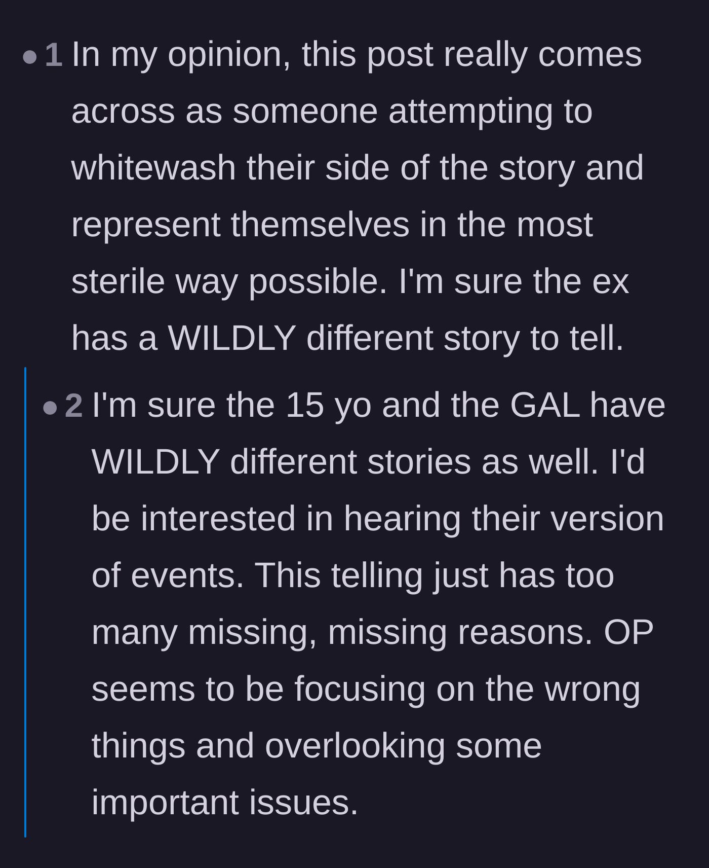 Comment thread 5 - Commenters accusing the author of whitewashing her behavior and prioritizing pettiness over a relationship with her child.