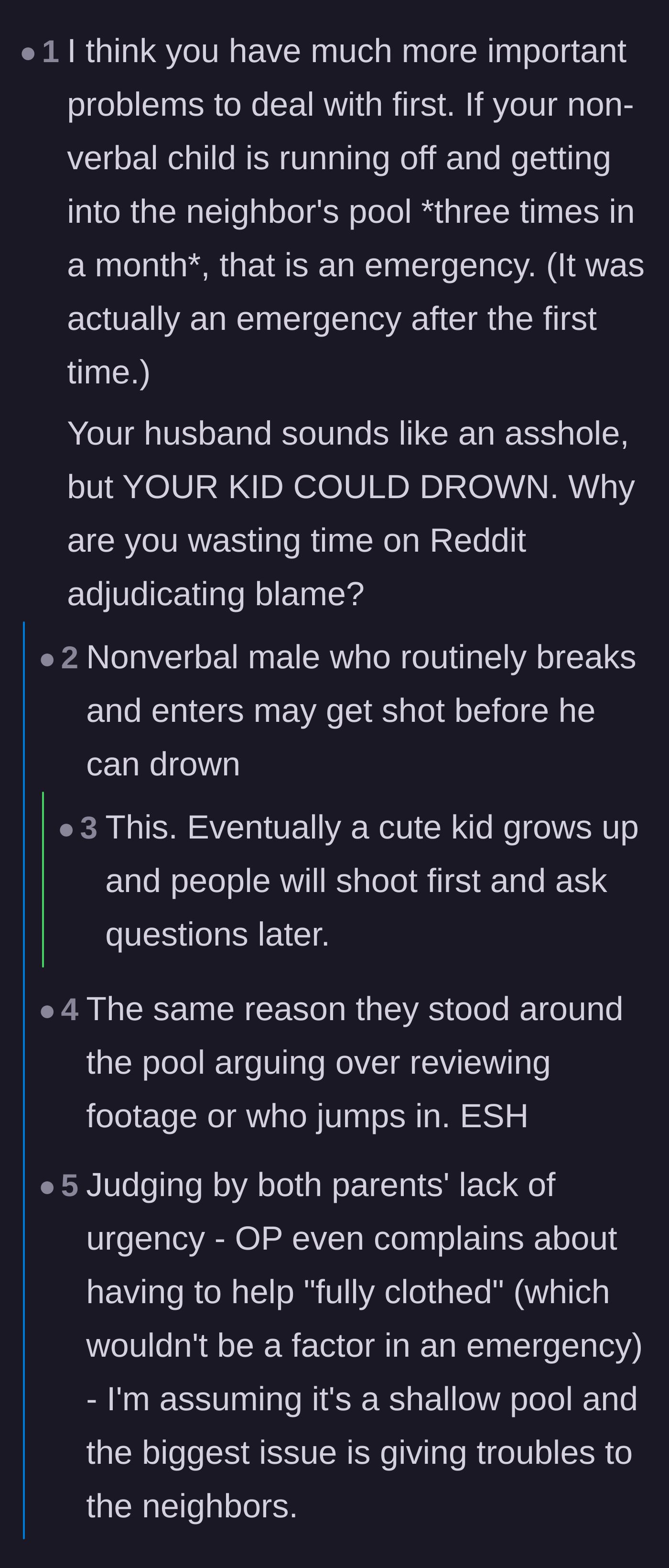 Comment thread 3 - A grim conversation about the severe external dangers, including gun violence, faced by wandering autistic individuals