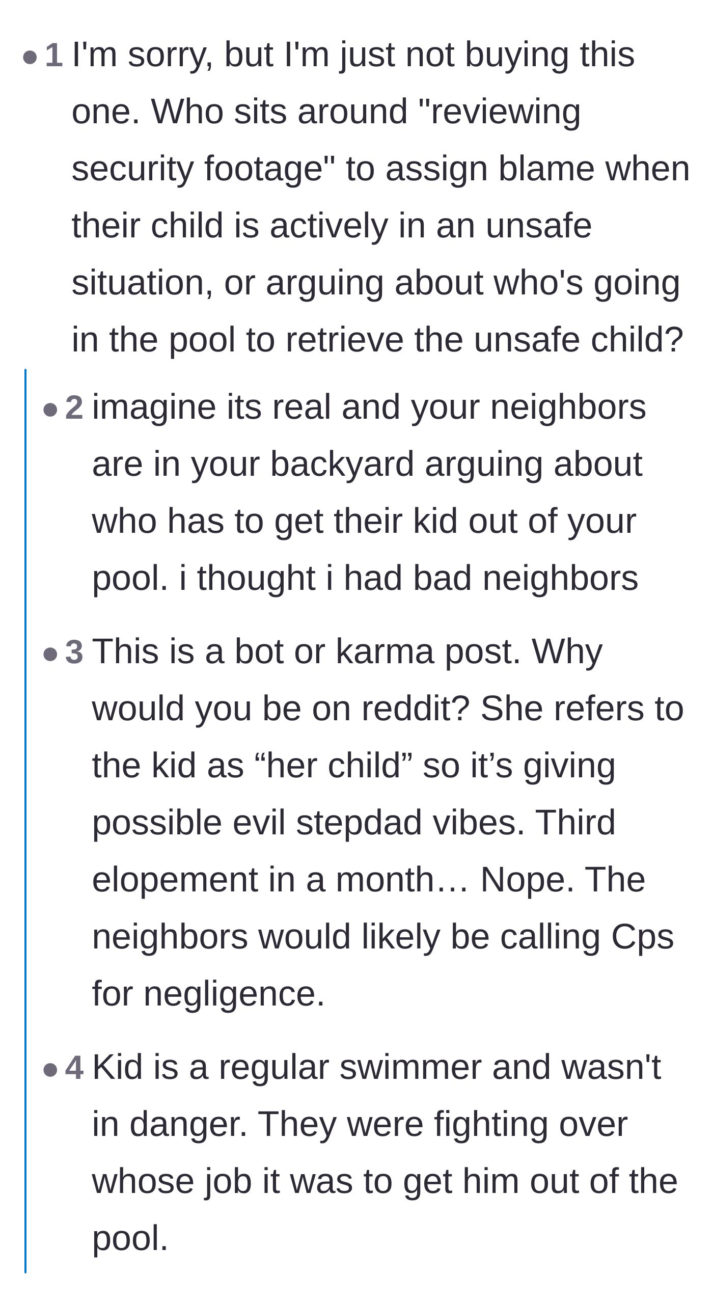 Comment thread 4 - Debating the authenticity of the story and the shocking reality of parents arguing during a crisis