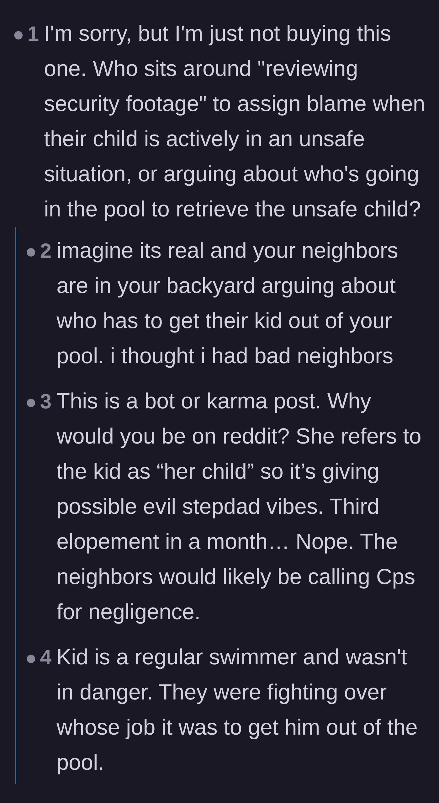 Comment thread 4 - Debating the authenticity of the story and the shocking reality of parents arguing during a crisis