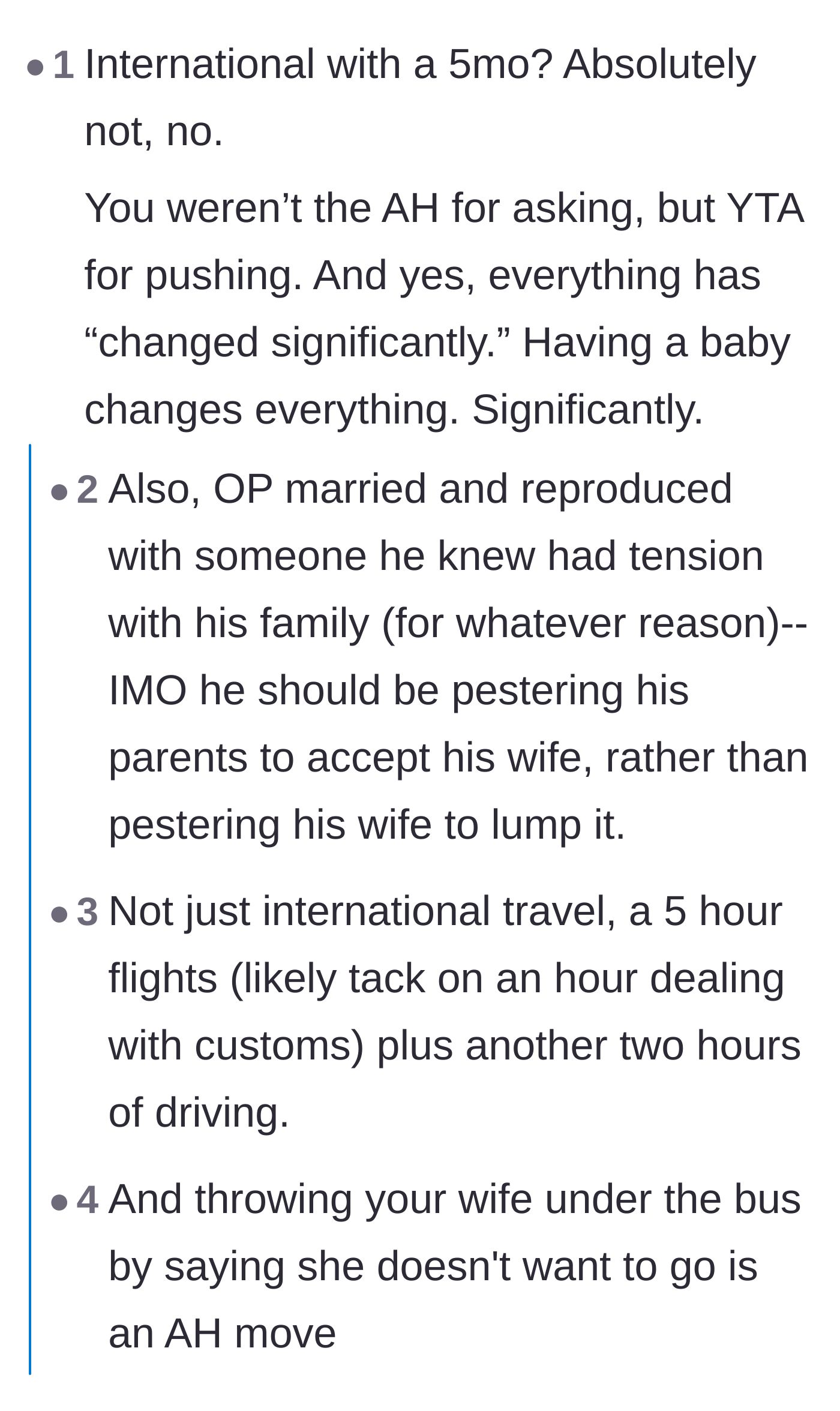 Comment thread 2 - Commenters pointing out that the husband should be pestering his parents to accept his wife, not forcing his wife to accept their hostility