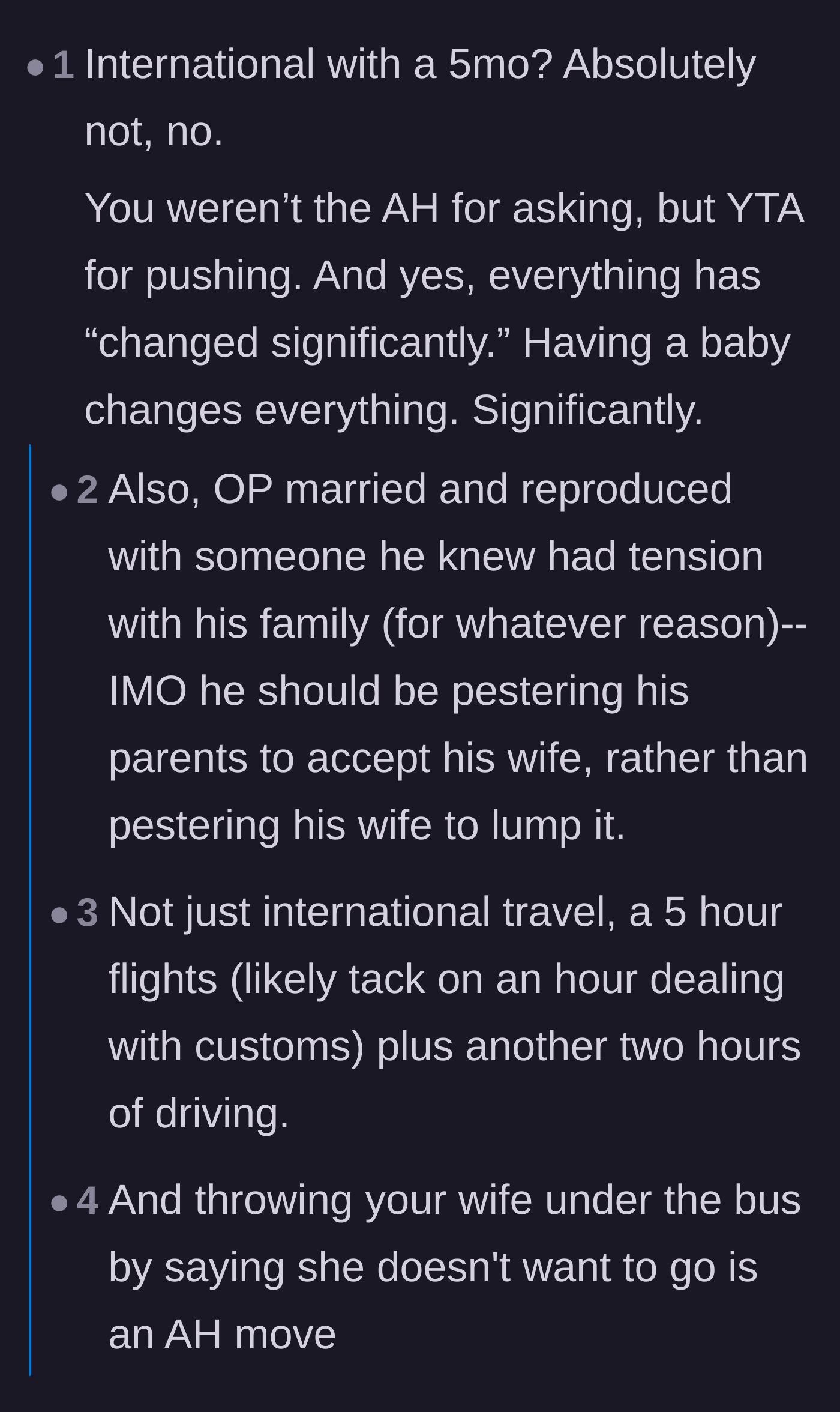 Comment thread 2 - Commenters pointing out that the husband should be pestering his parents to accept his wife, not forcing his wife to accept their hostility