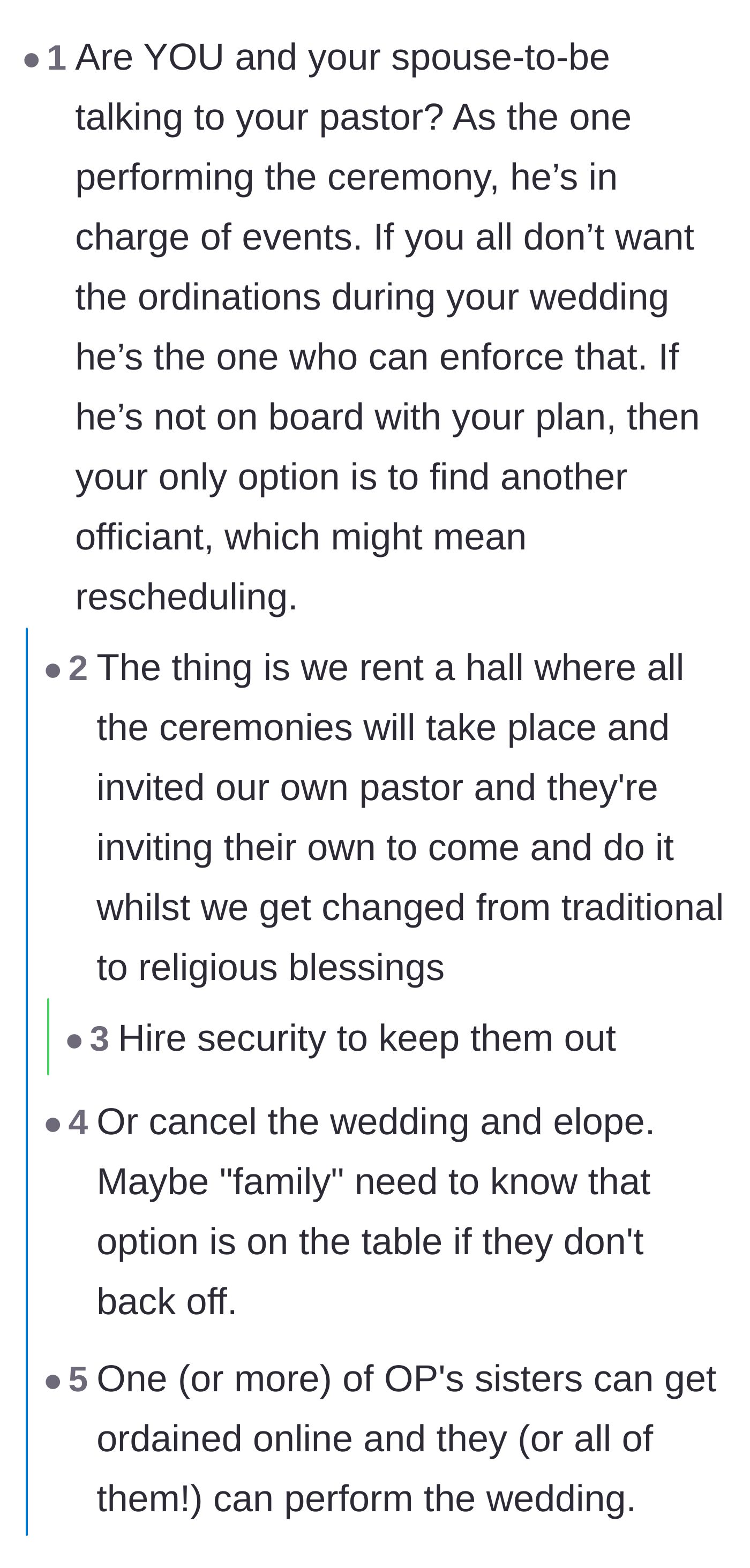 Comment thread 3 - The author reveals the parents are sneaking in a second pastor during the outfit change