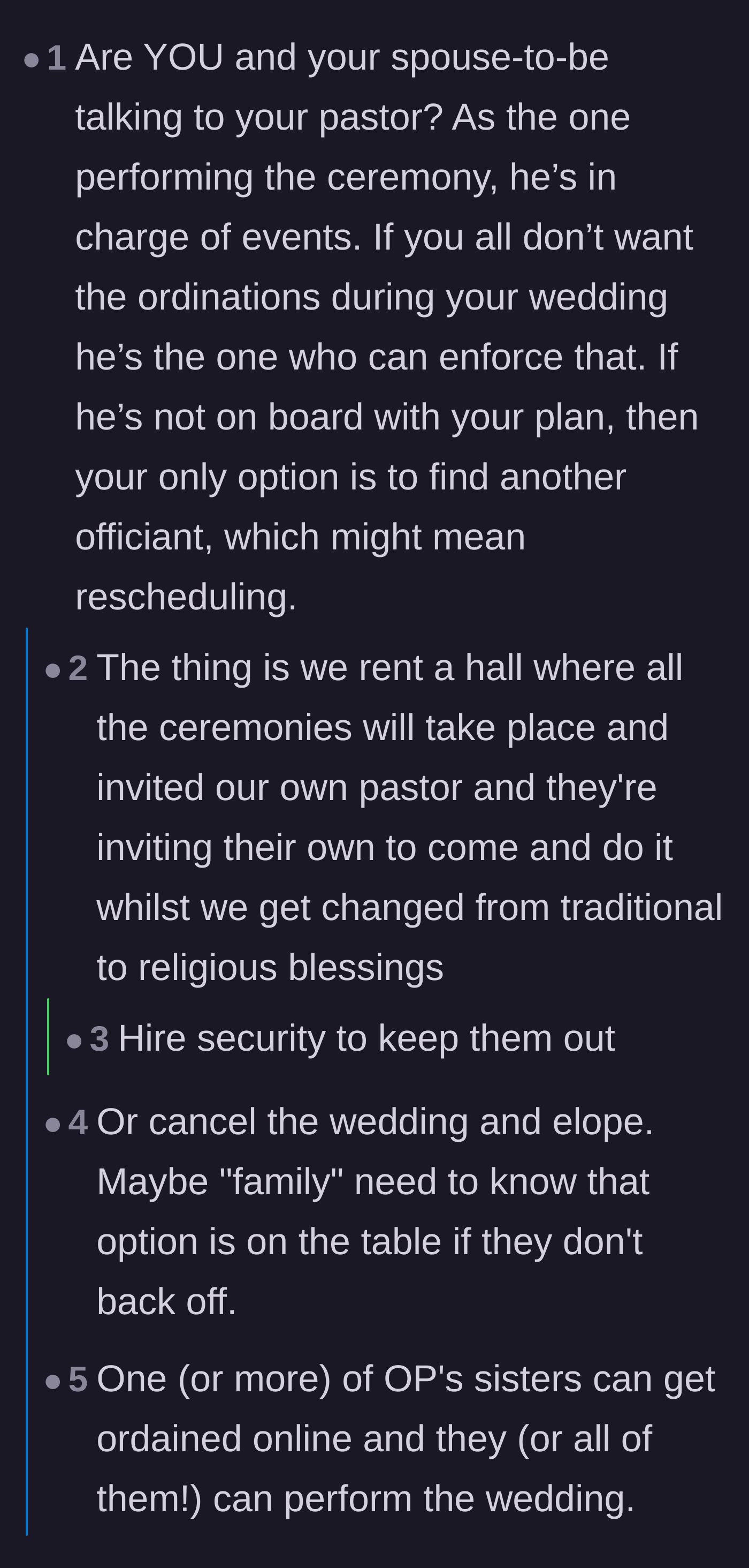 Comment thread 3 - The author reveals the parents are sneaking in a second pastor during the outfit change