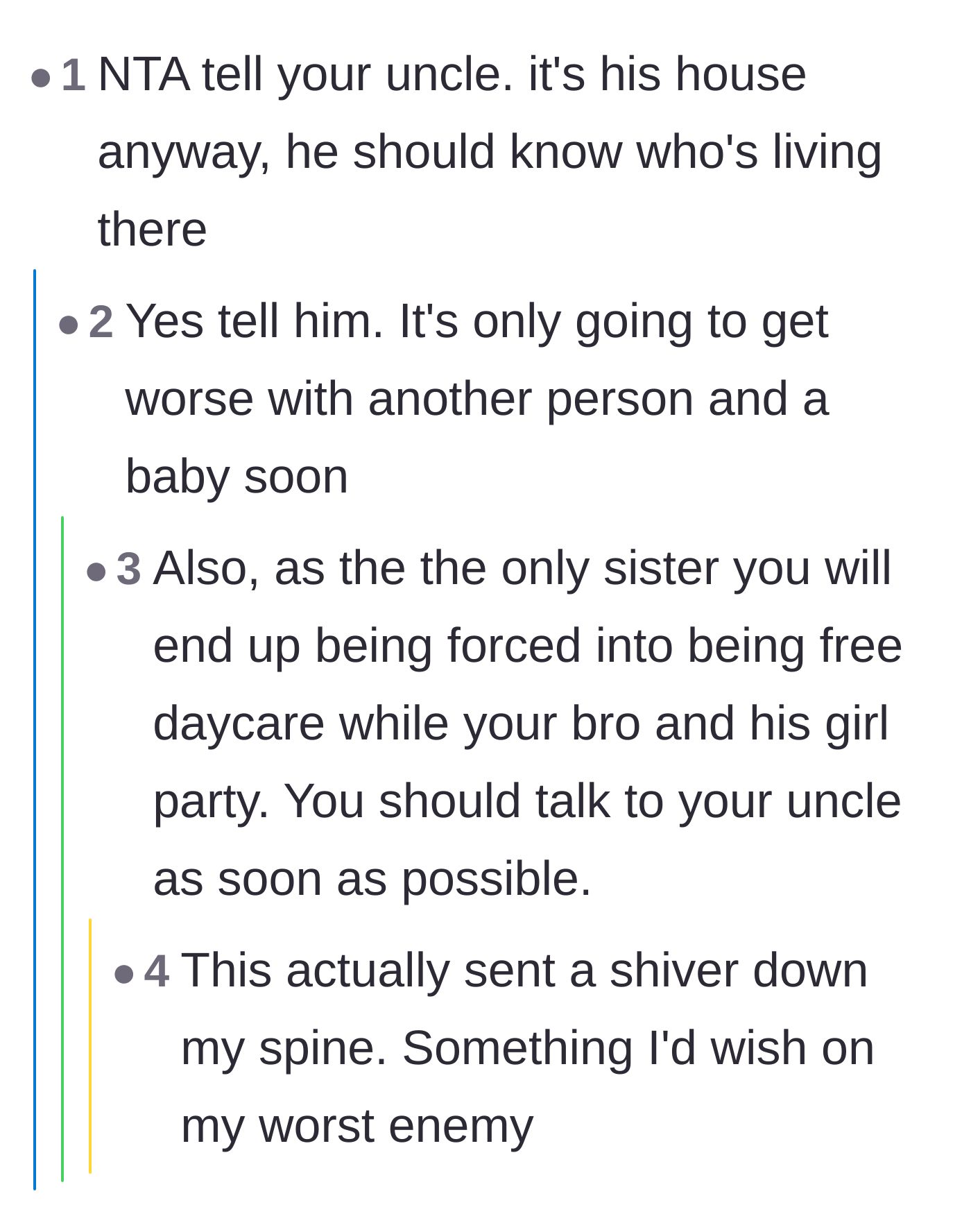Comment thread 2 - Commenters warn the teenager that she will inevitably be forced into free babysitting duties if the pregnant girlfriend moves in.