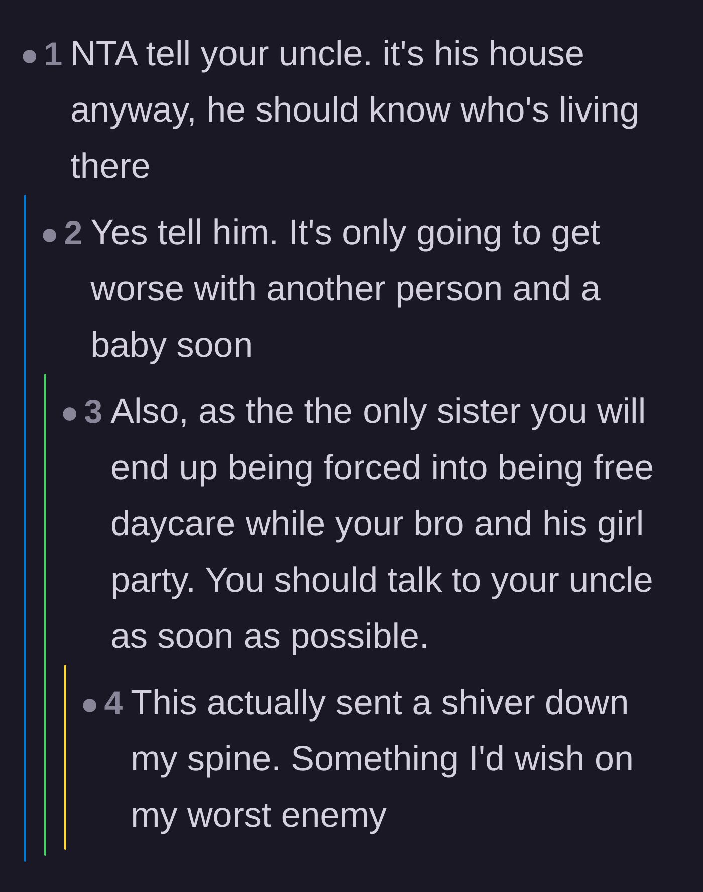 Comment thread 2 - Commenters warn the teenager that she will inevitably be forced into free babysitting duties if the pregnant girlfriend moves in.