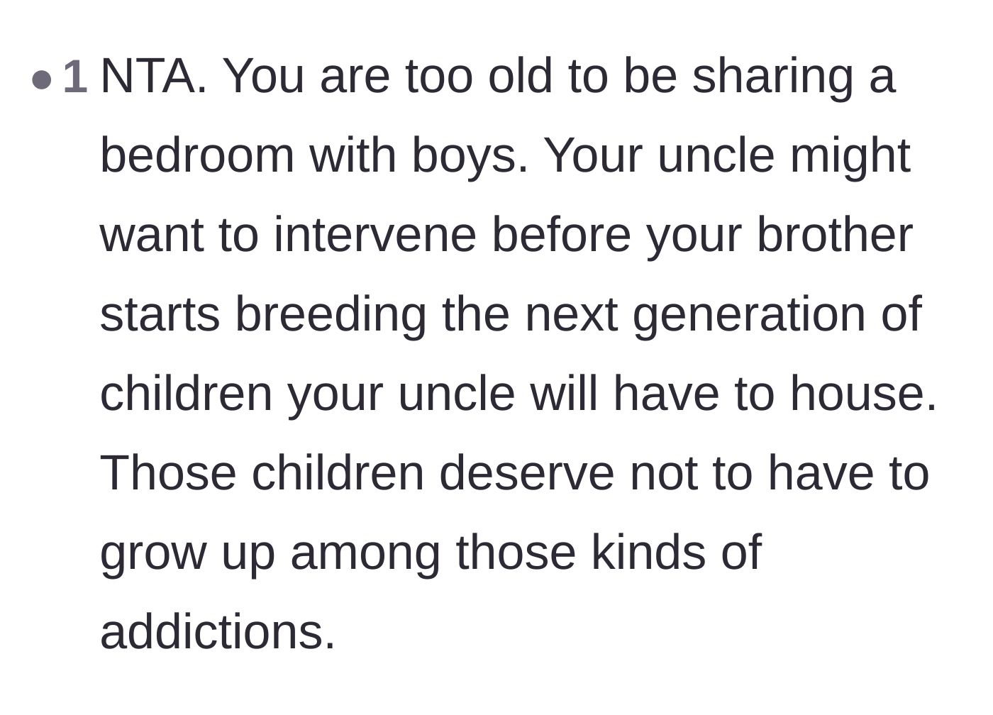 Comment thread 4 - A commenter points out that the out-of-state uncle will likely end up financially supporting the brother's new baby if he isn't warned.