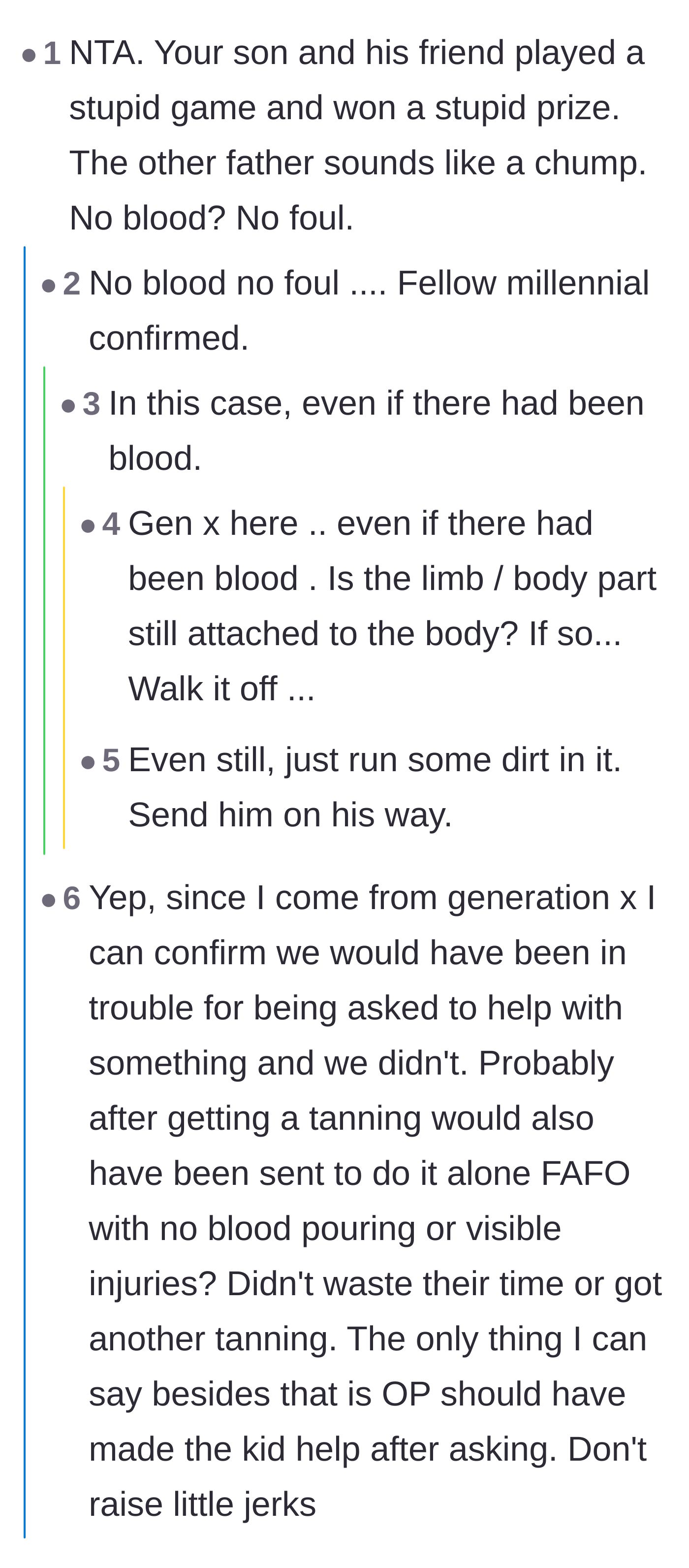 Comment thread 3 - A nostalgic thread where older generations brag about hiding serious injuries from their parents to avoid getting punished.