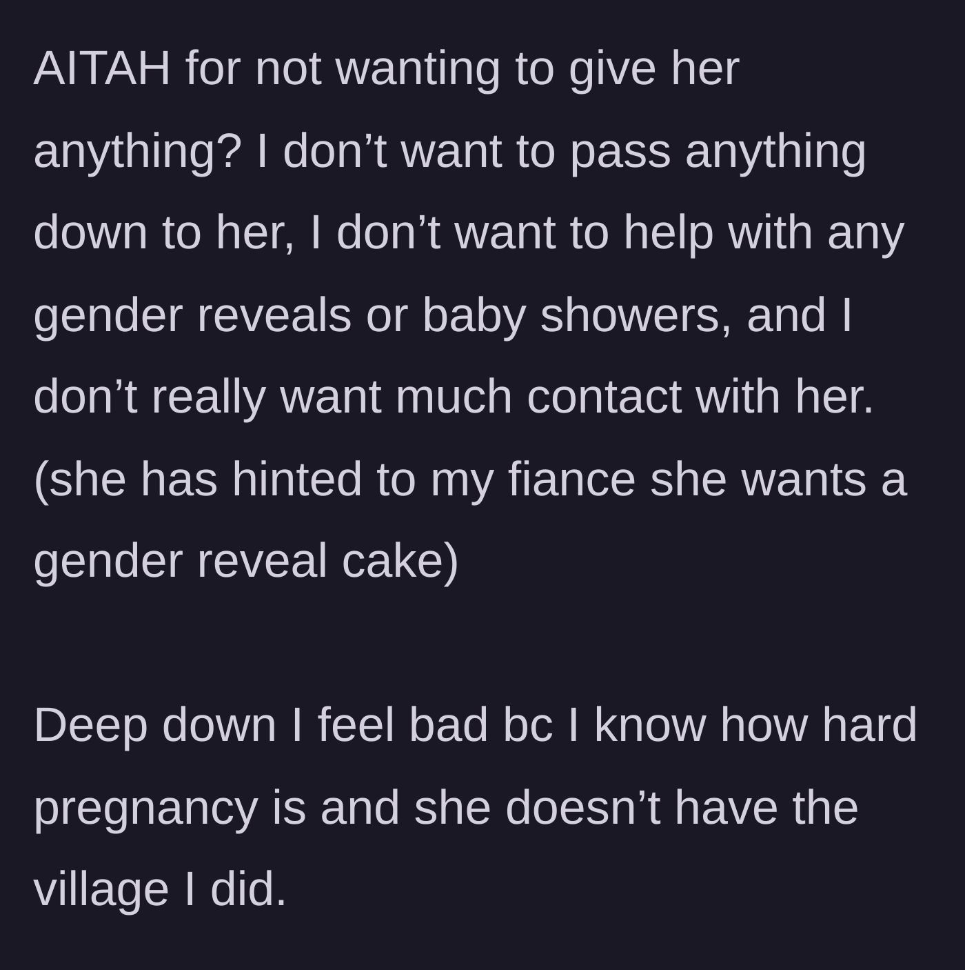 Story part 12 - The author wonders if she is wrong for not wanting to hand things down, host parties, or have contact, despite feeling guilty.