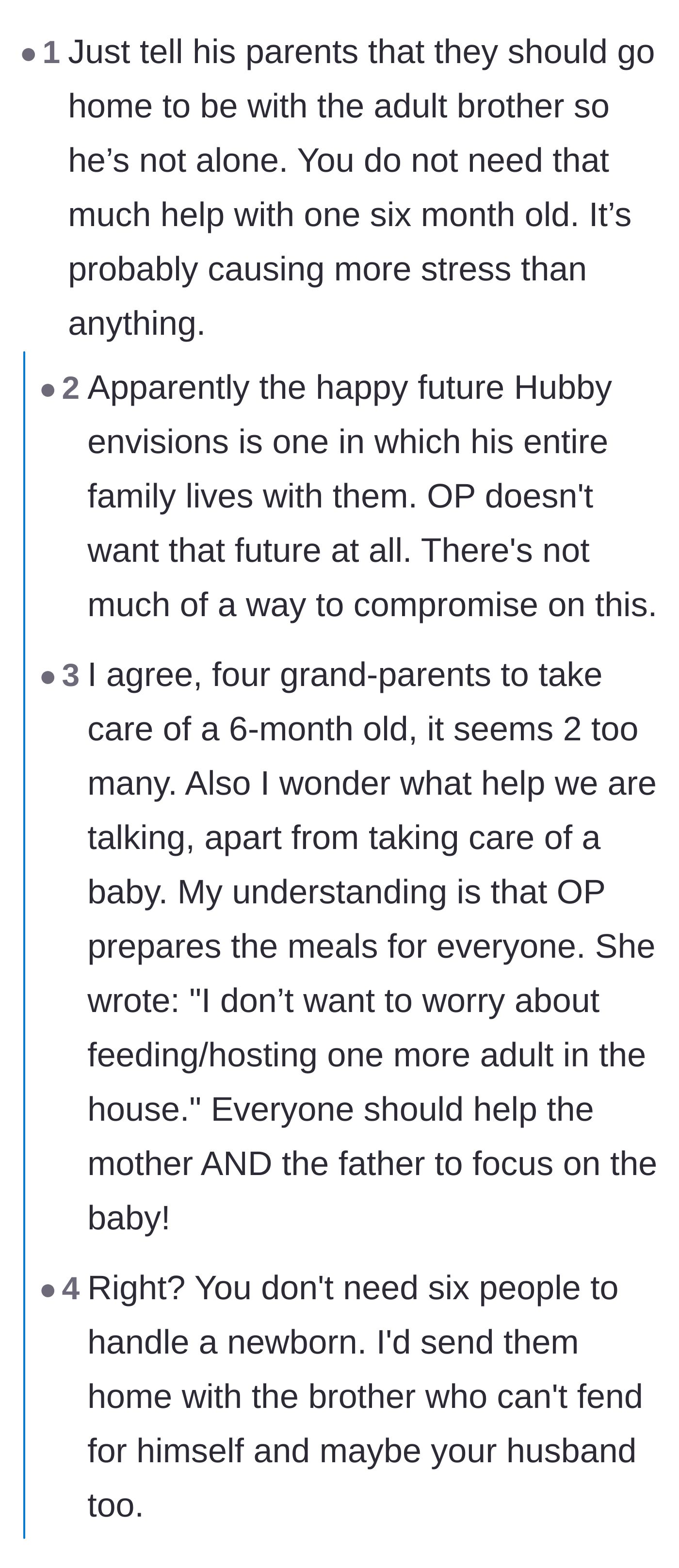 Comment thread 1 - A discussion pointing out that the husband's idea of 'compromise' is just forcing his wife to give in.