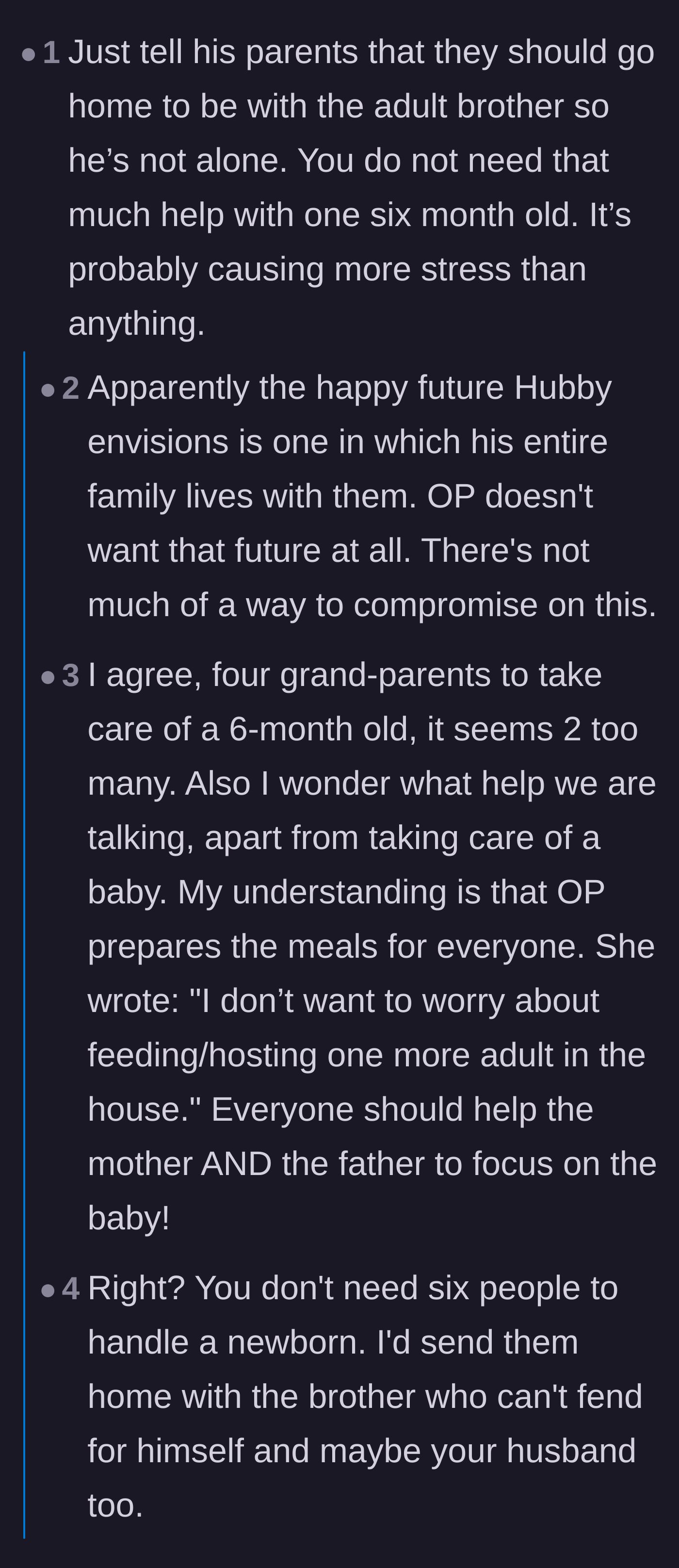 Comment thread 1 - A discussion pointing out that the husband's idea of 'compromise' is just forcing his wife to give in.