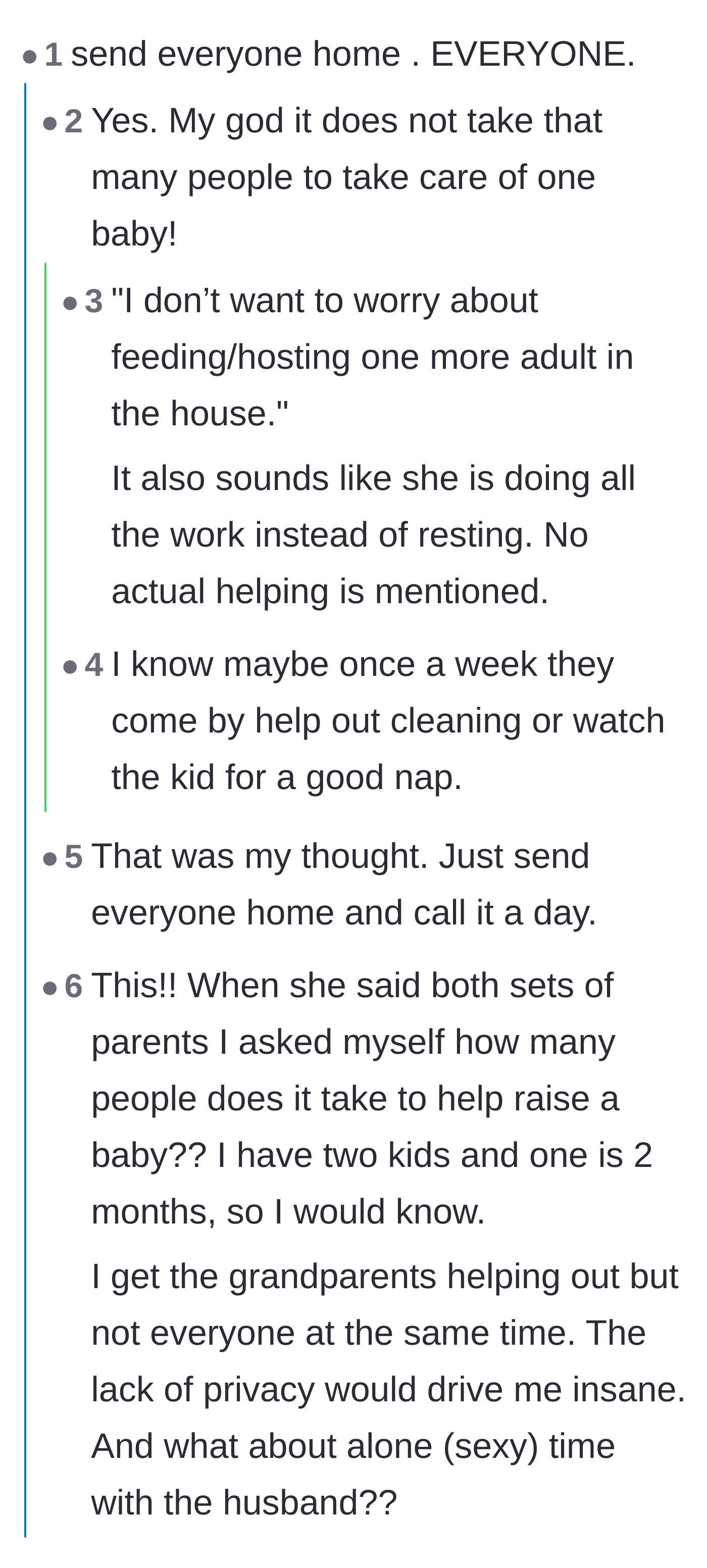 Comment thread 2 - Readers questioning why a fully capable adult man needs his parents to stay home and coddle him.