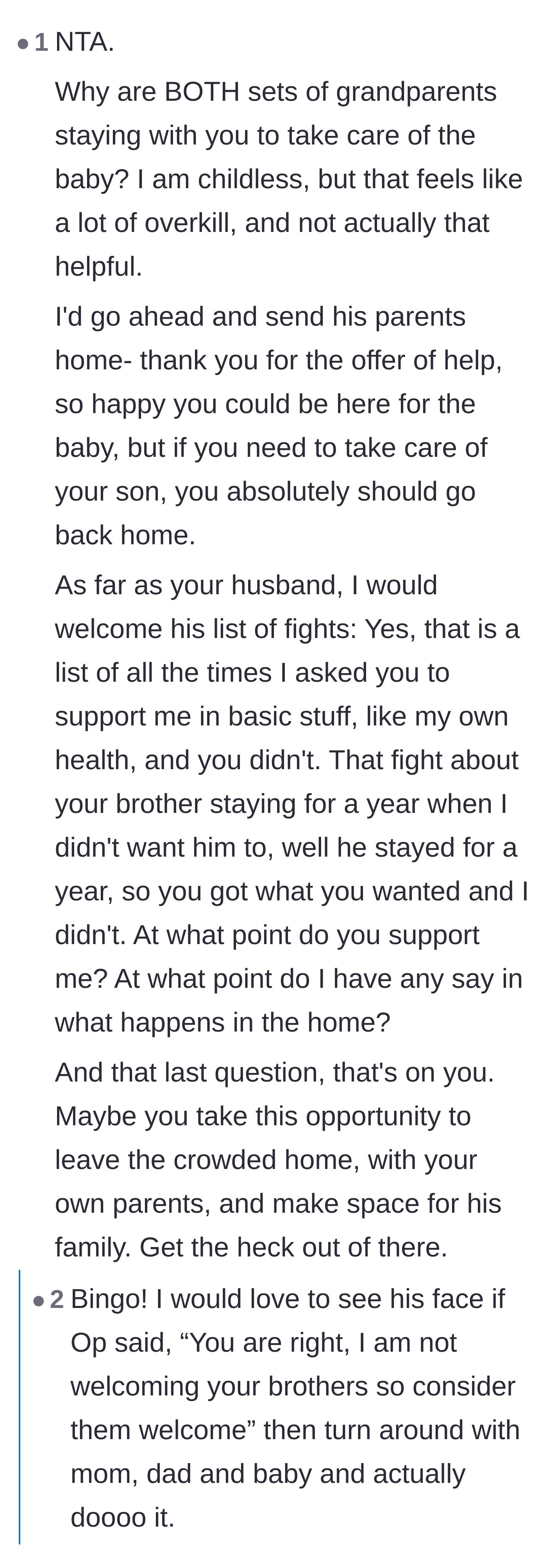 Comment thread 3 - Advice to flip the husband's list of arguments against him, with concerns about the wife's immigration status.