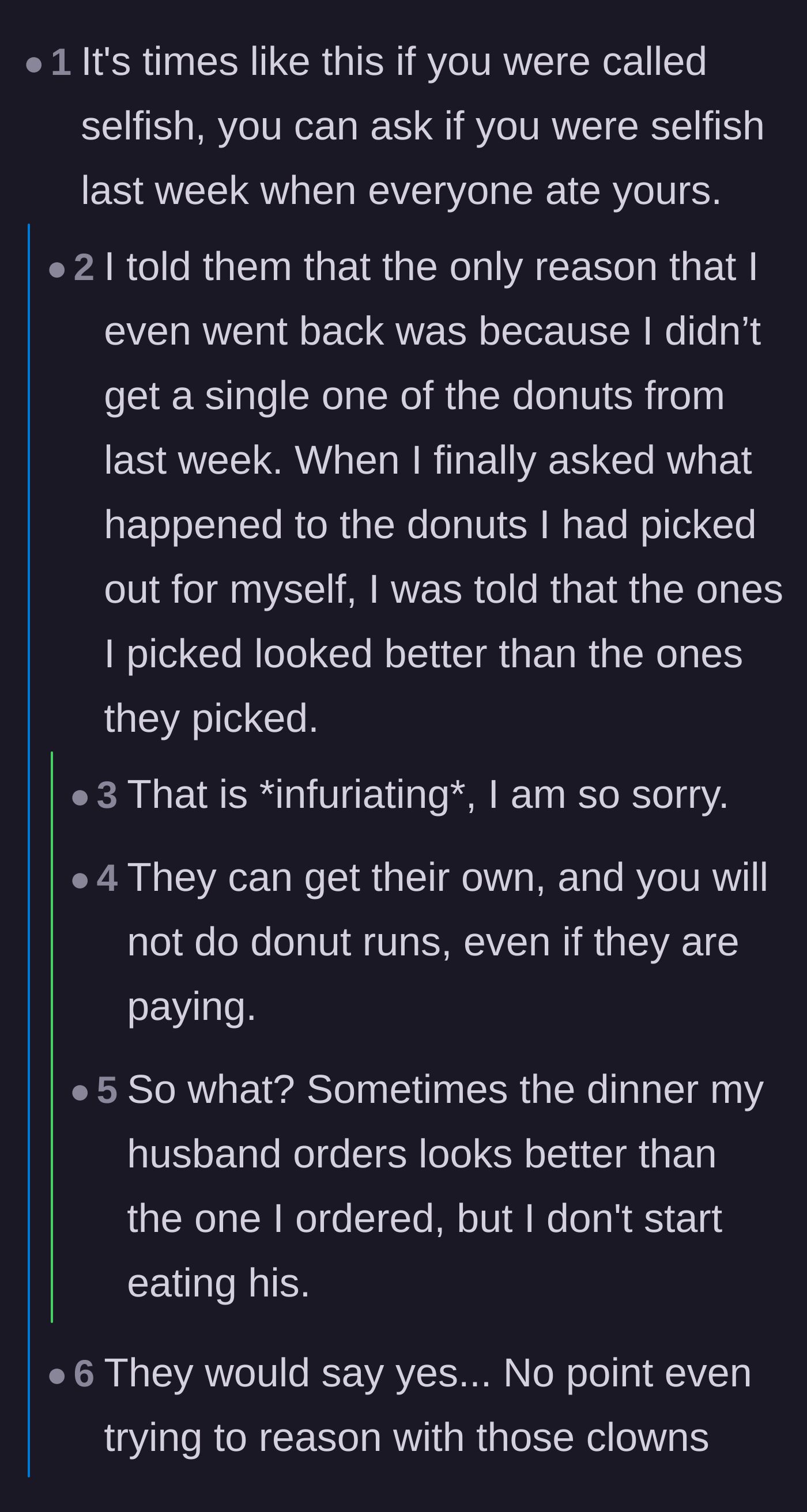 Comment thread 2 - Outrage over the family's excuse that the main character's donuts just looked better
