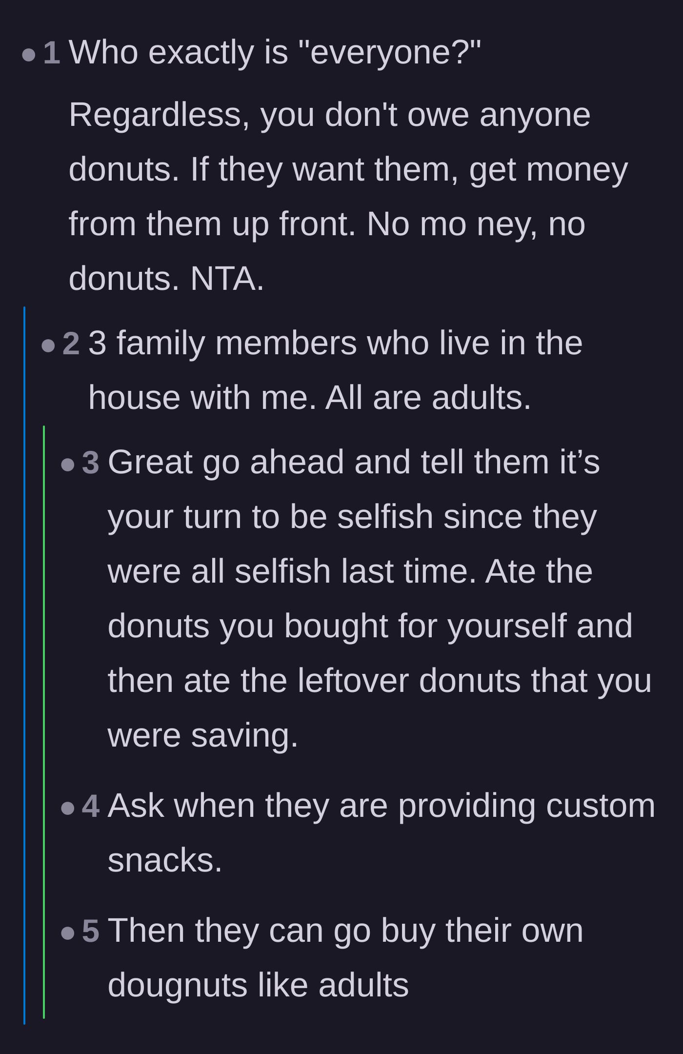 Comment thread 3 - Clarification that the donut thieves are fully grown adult family members