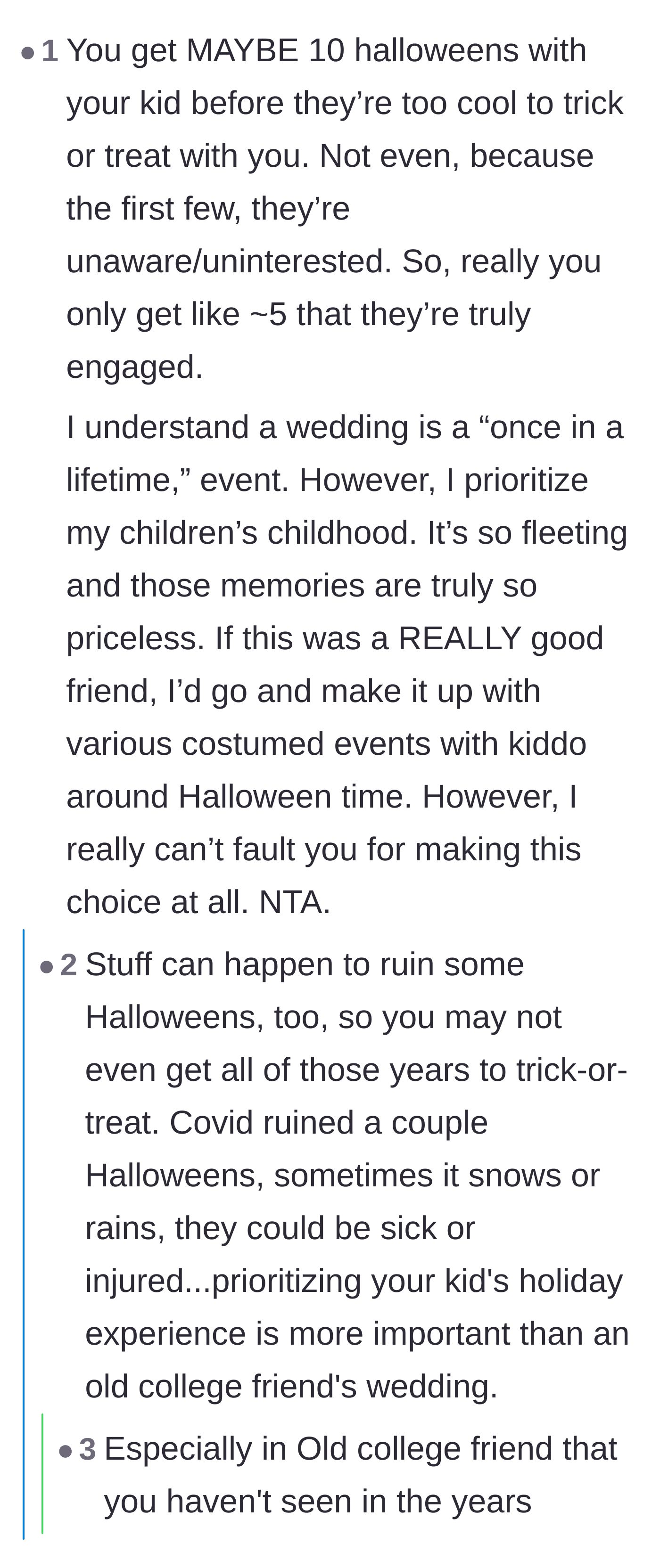 Comment thread 5 - A sentimental discussion about how fleeting childhood is and how unpredictable life events make every single holiday precious.