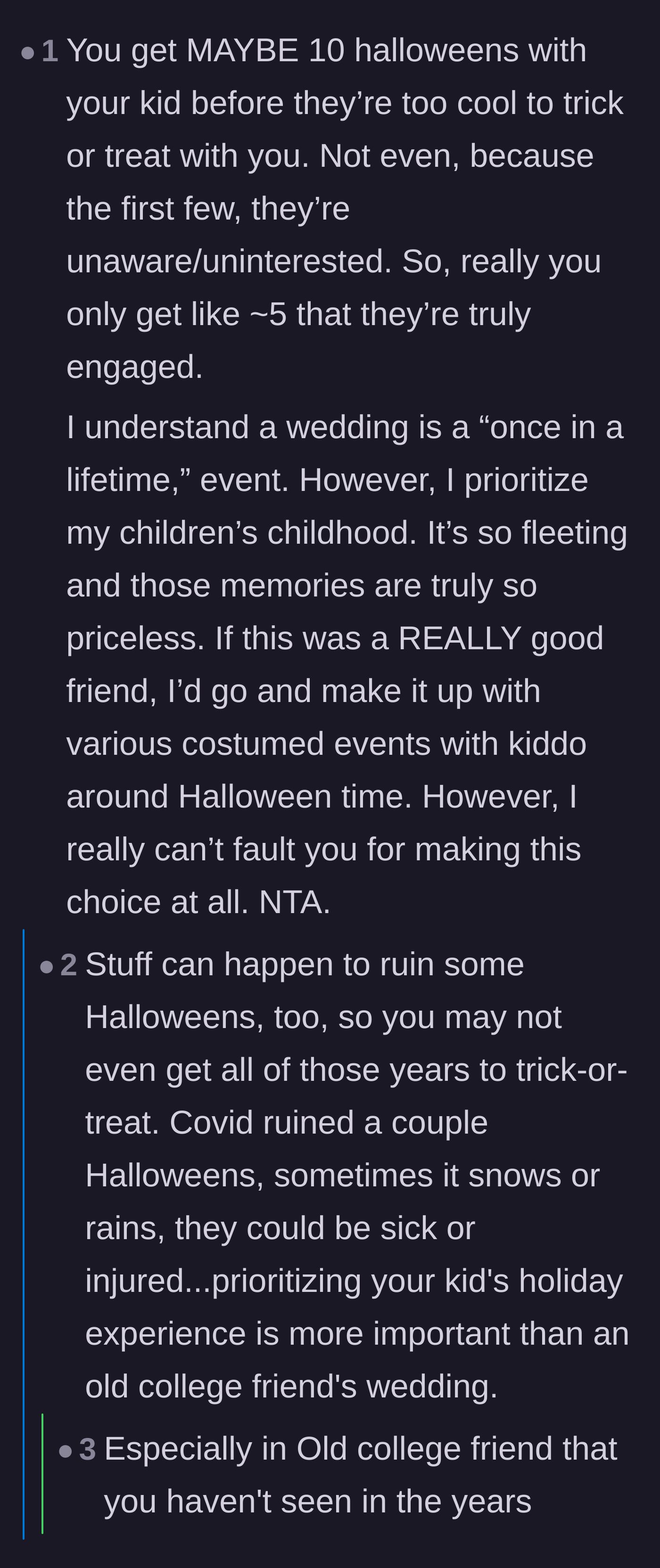Comment thread 5 - A sentimental discussion about how fleeting childhood is and how unpredictable life events make every single holiday precious.