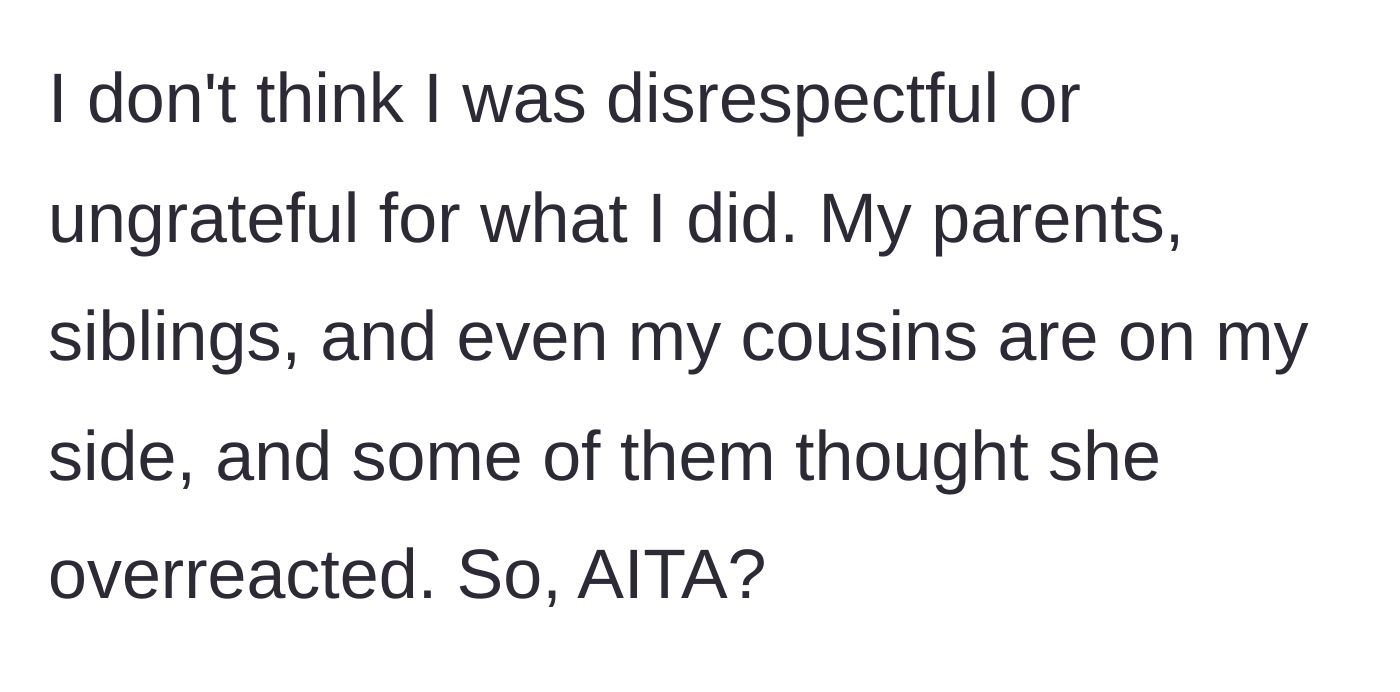 Story part 9 - He questions his actions, noting that the rest of the family supports him.