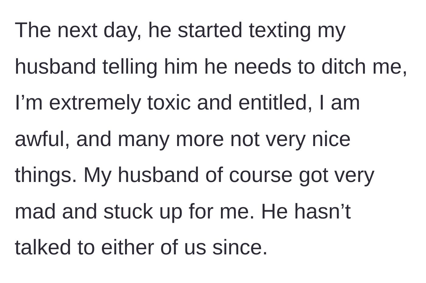 Story part 5 - The brother-in-law demands his brother divorce the narrator, leading to no contact