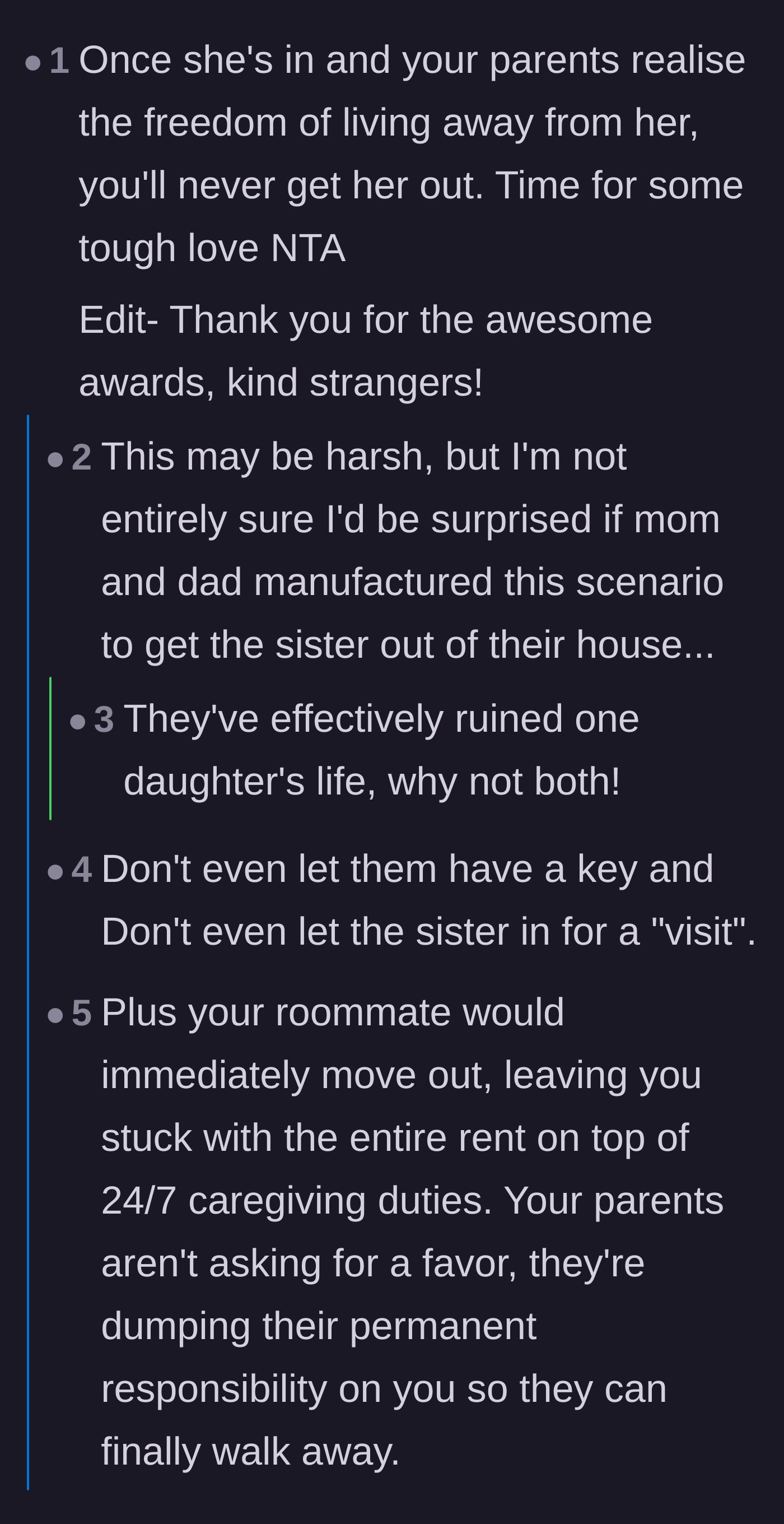 Comment thread 2 - Suspicions that the parents manufactured their relocation to permanently abandon the sister