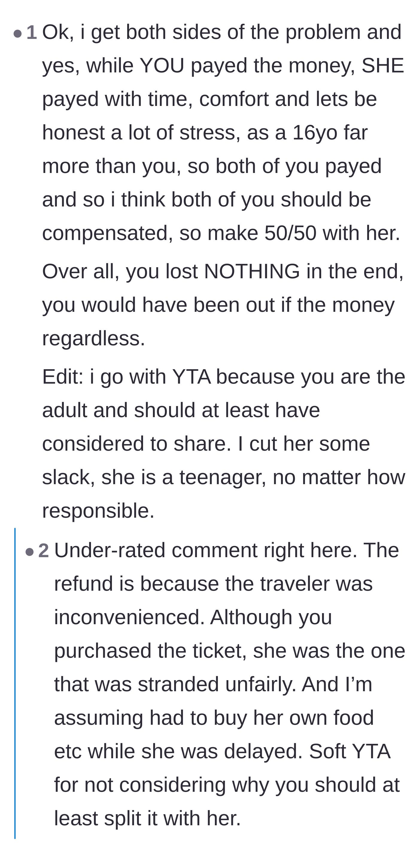Comment thread 2 - Commenters realizing the 16-year-old was stranded for 22 hours without money for food, calling out the father's failure to provide for her.