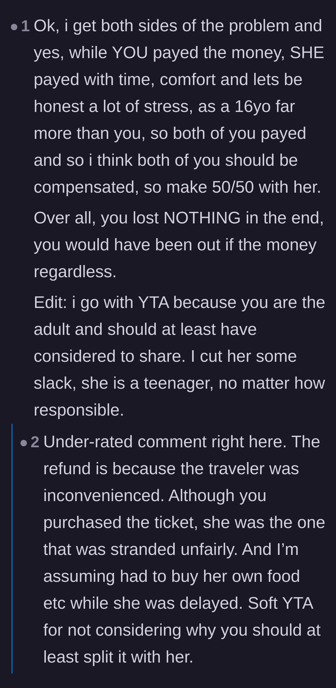 Comment thread 2 - Commenters realizing the 16-year-old was stranded for 22 hours without money for food, calling out the father's failure to provide for her.