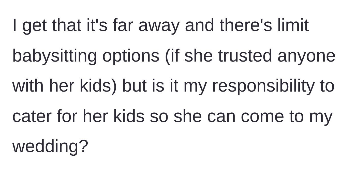 Story part 3 - Groom questioning if he is responsible for his sister's childcare.