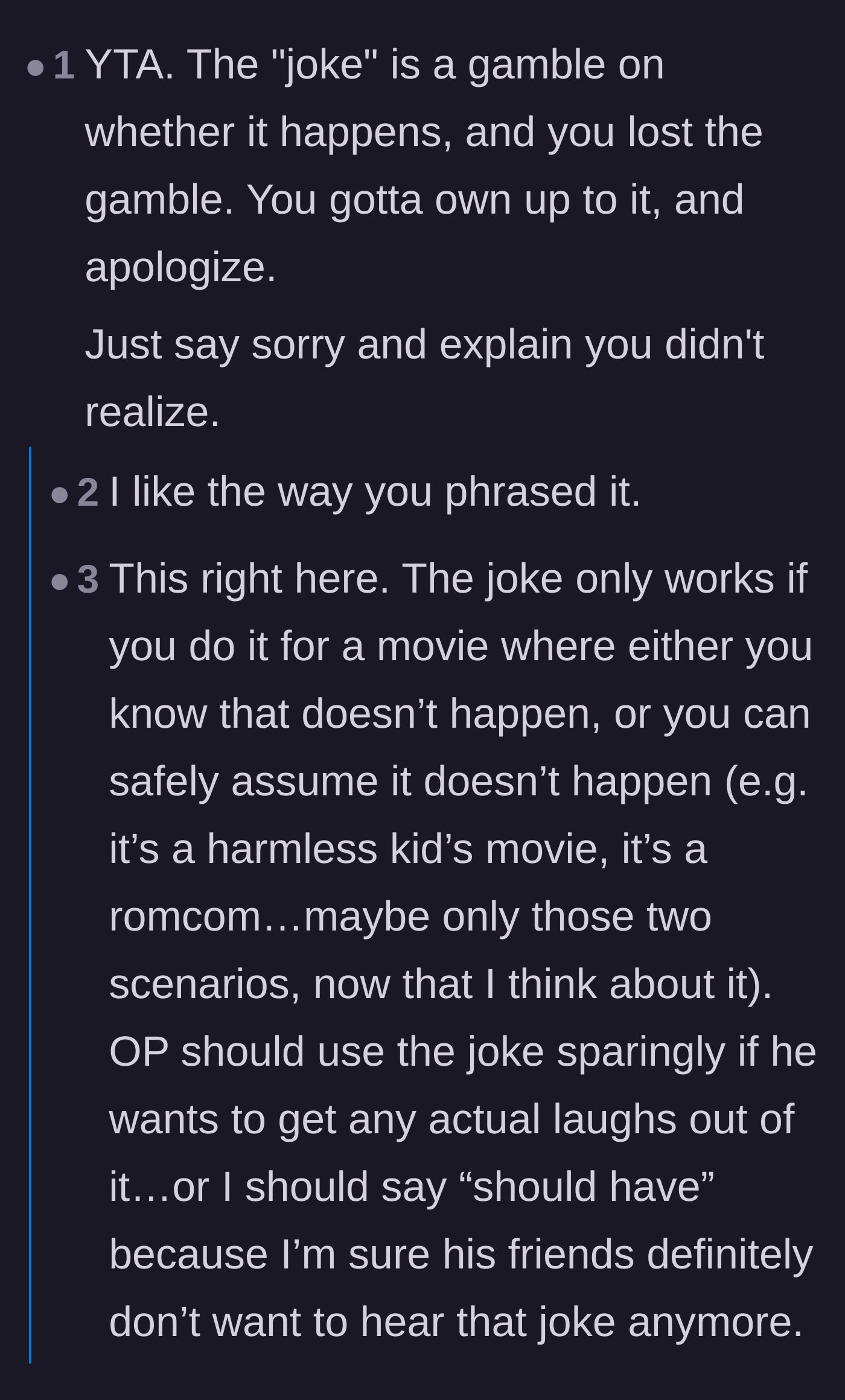 Comment thread 4 - Commenters pointing out that making fake spoiler jokes is a gamble that the main character finally lost.