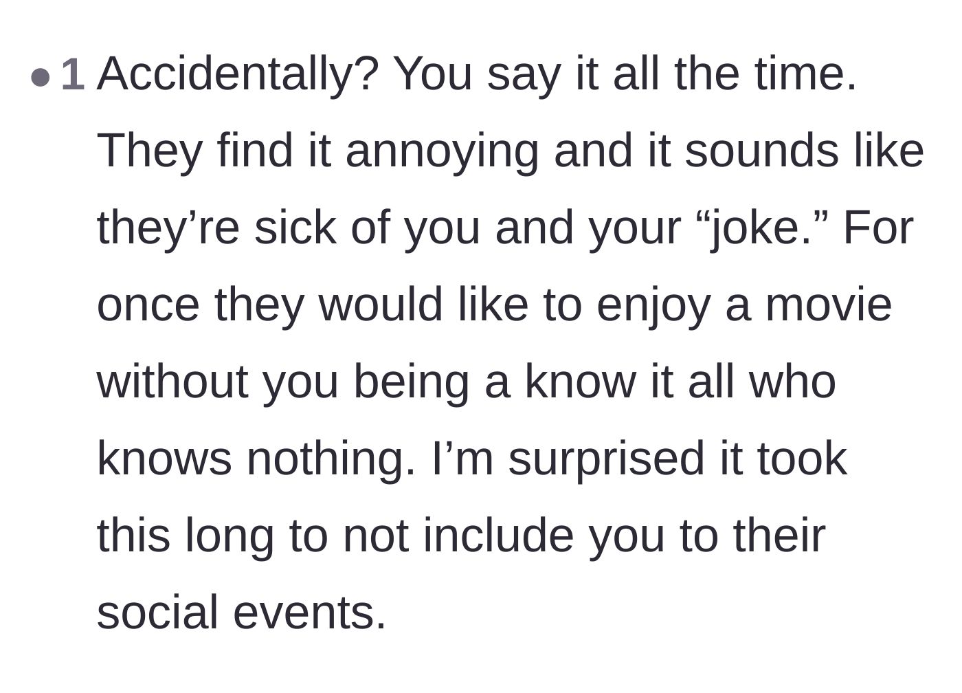 Comment thread 5 - A harsh comment suggesting the friend group is sick of the main character and used this as an excuse to exclude him.