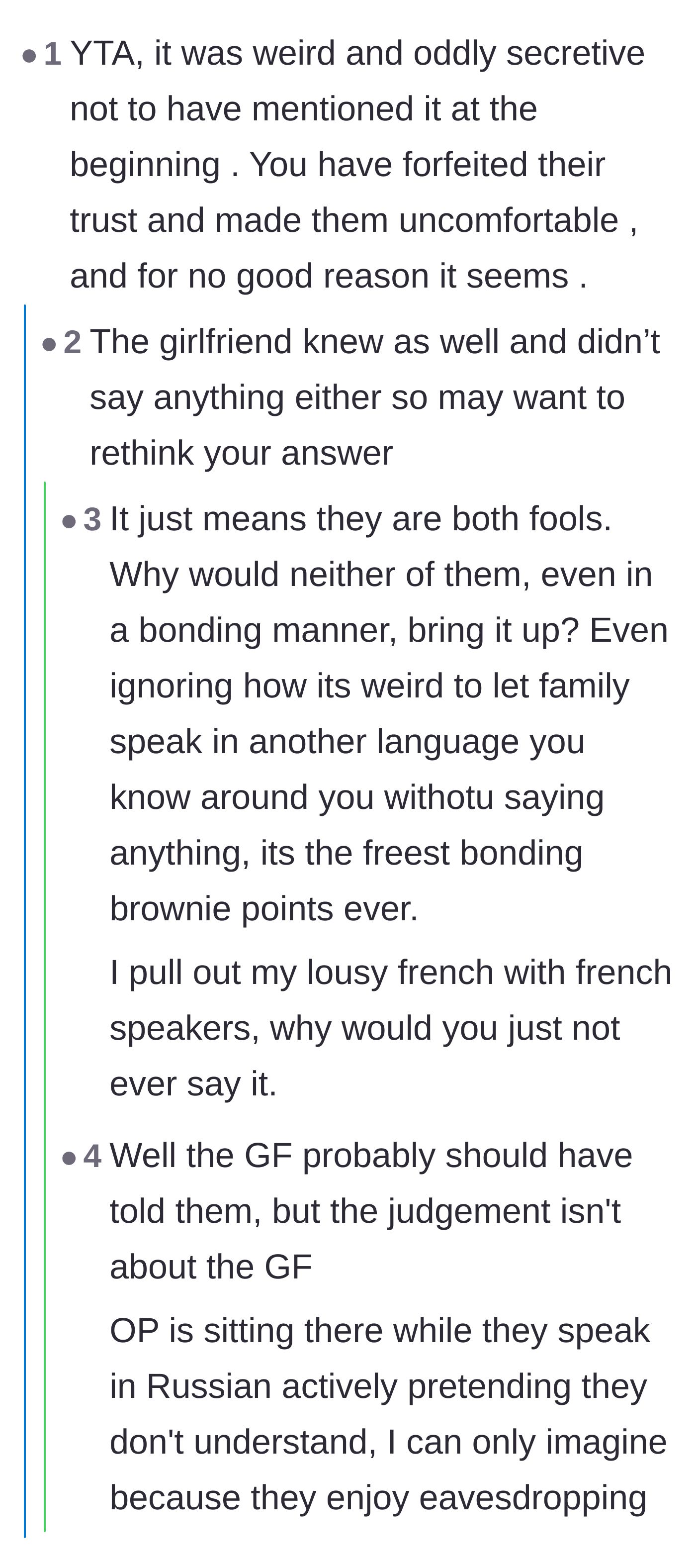 Comment thread 5 - Discussions about broken trust and the weirdness of pretending not to understand conversations
