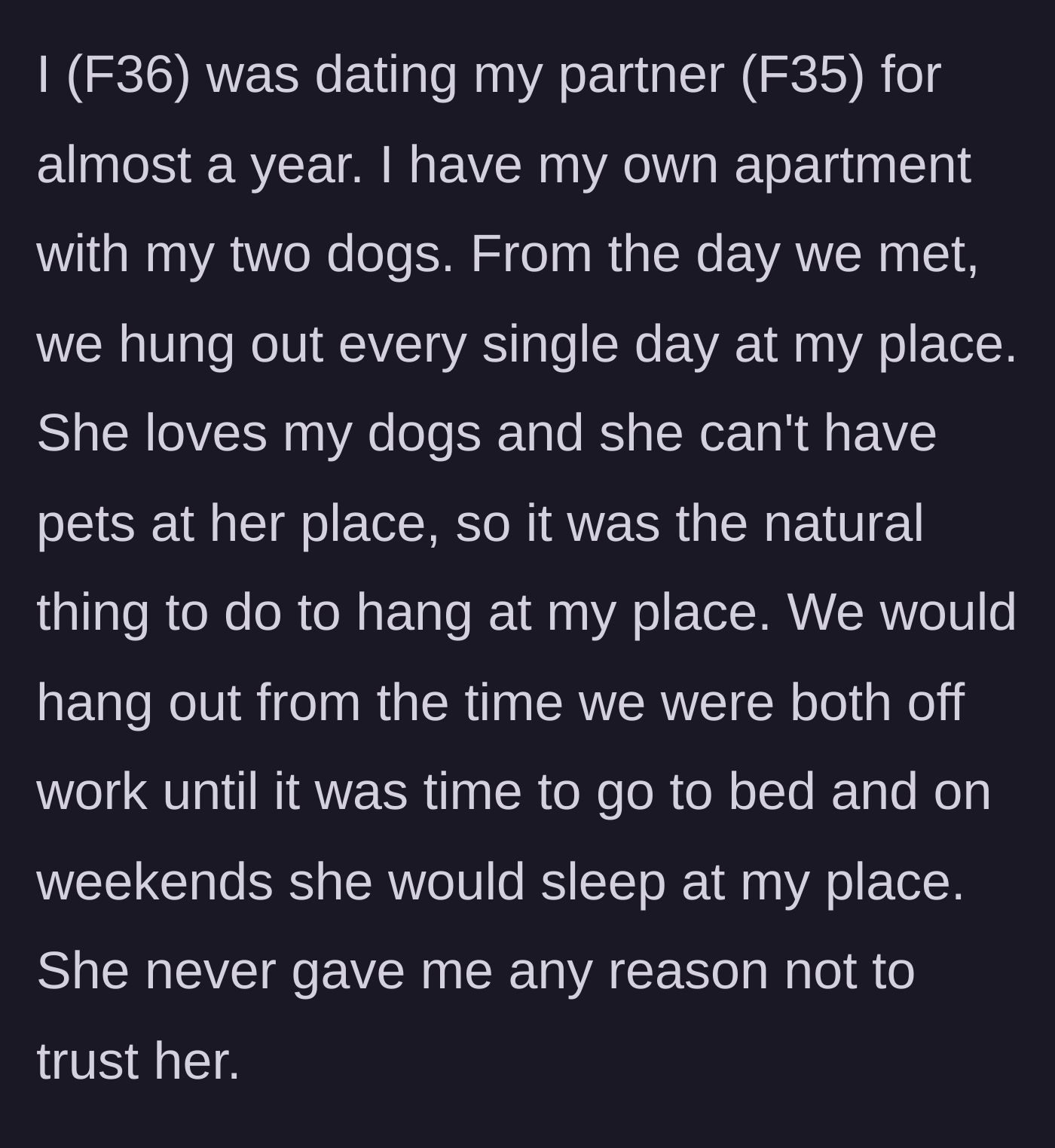 Story part 1 - A couple hanging out comfortably in a pet-friendly apartment.