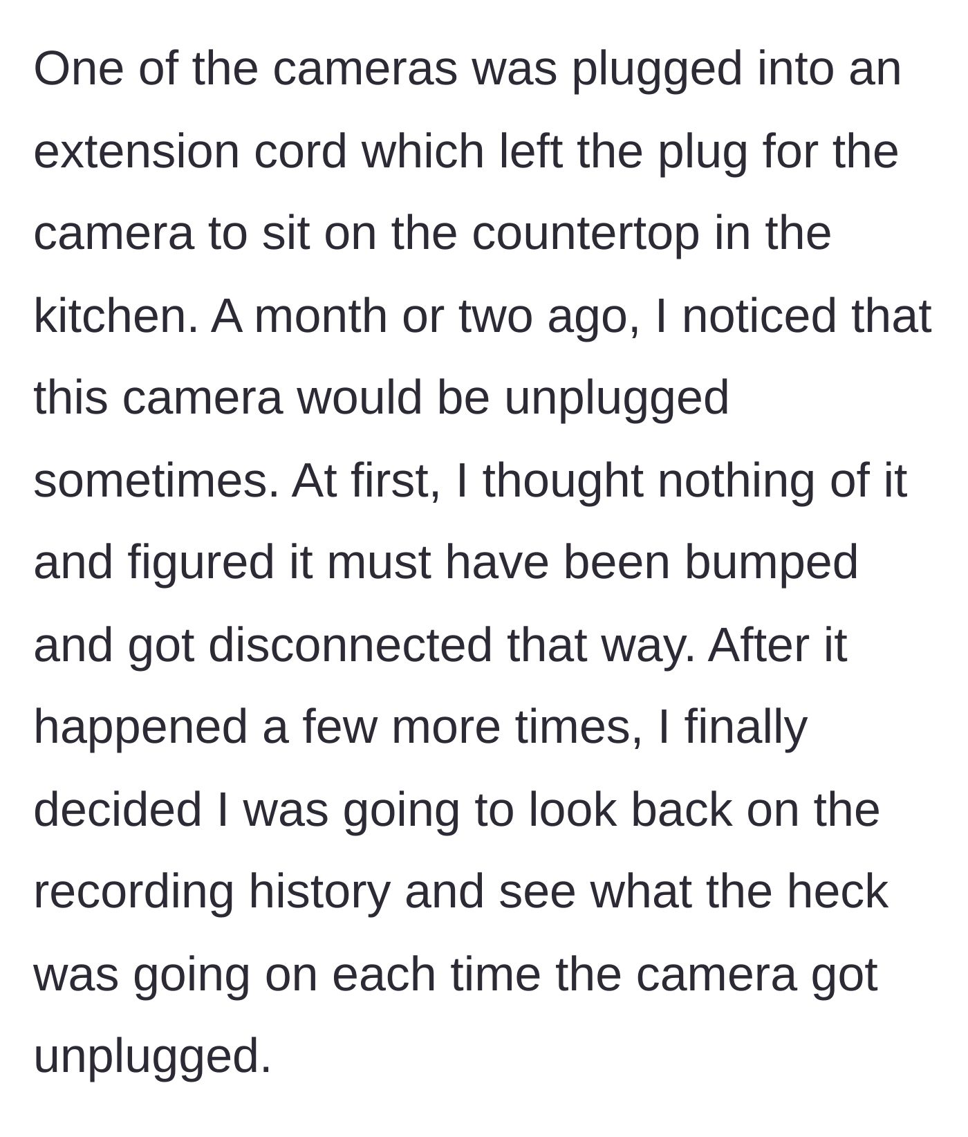 Story part 3 - A kitchen camera sitting unplugged on a countertop.