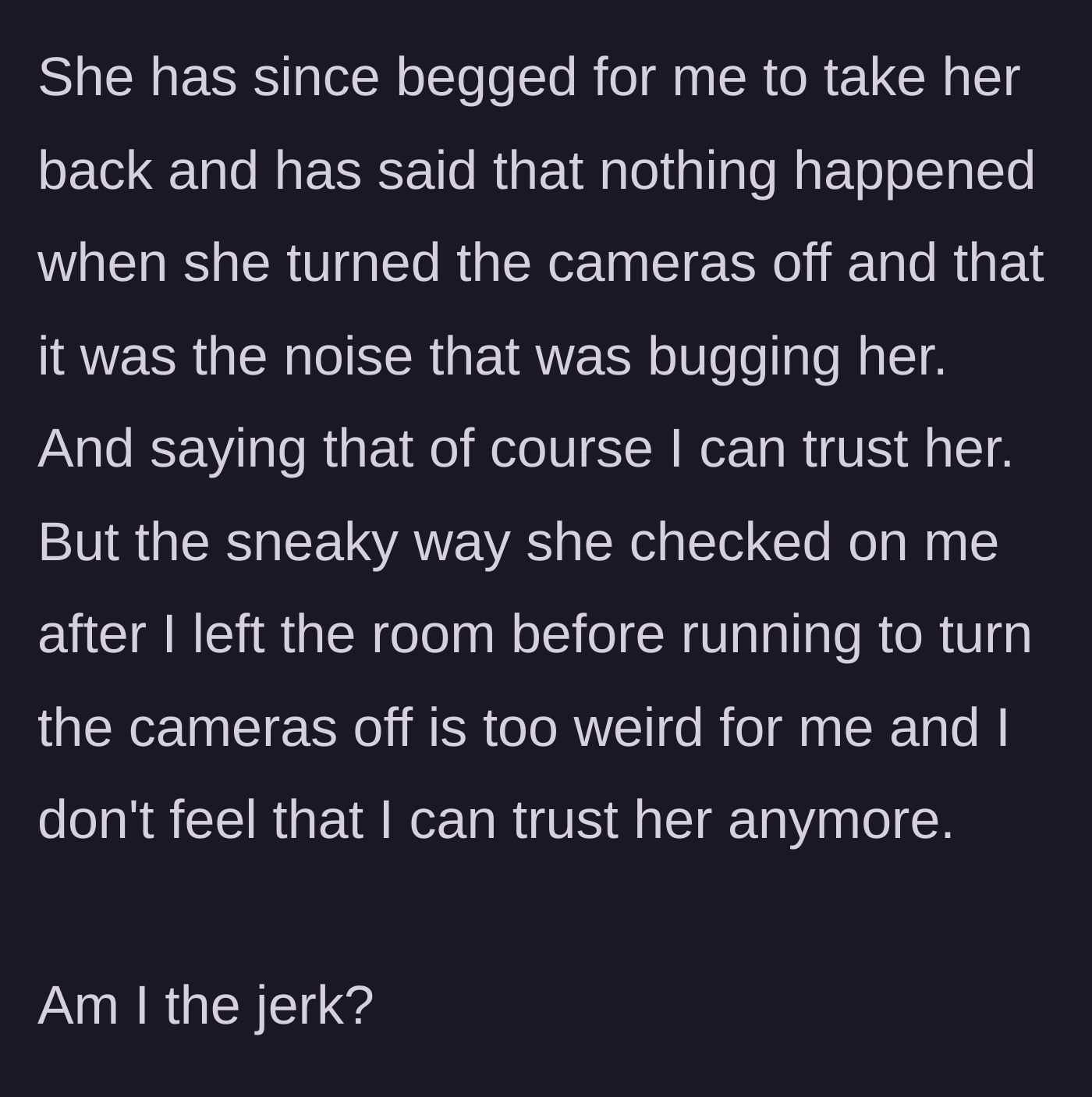 Story part 9 - A woman refusing to take back her pleading ex-partner.