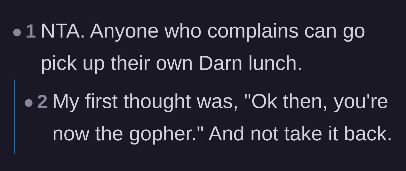 Comment thread 4 - A thread telling the poster that anyone complaining about the discount should be forced to pick up their own food.