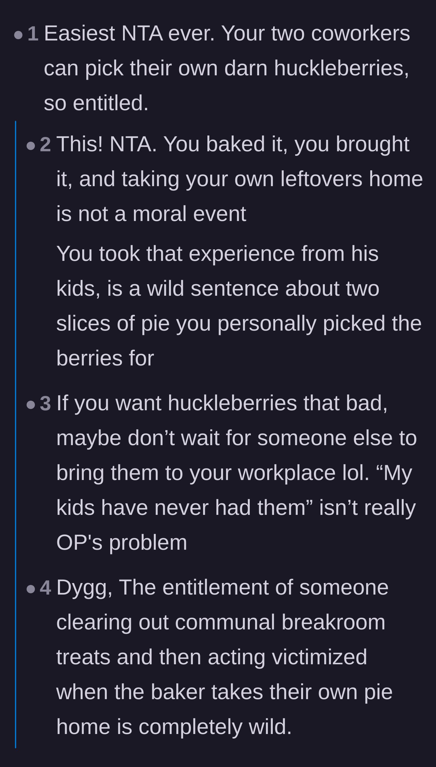 Comment thread 1 - Readers compare the coworker's entitlement to the classic fable of the Little Red Hen.