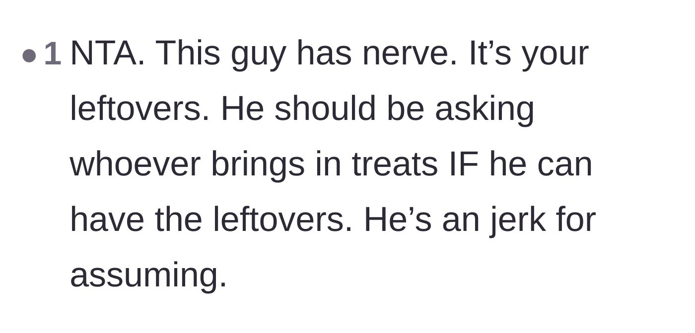 Comment thread 6 - Final thoughts calling out the coworker's absolute lack of manners and basic boundaries.