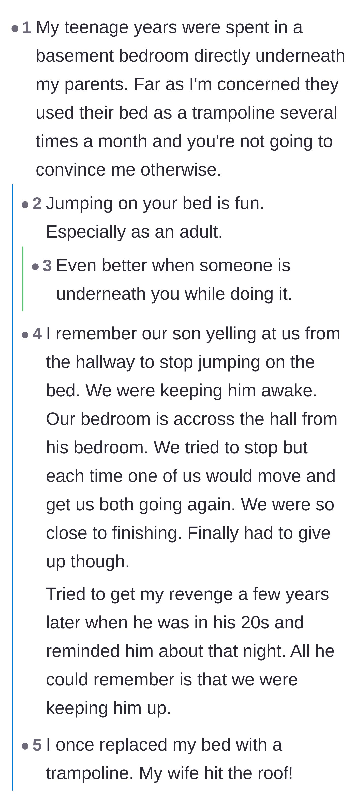 Comment thread 1 - Commenters swapping traumatizing childhood stories of hearing their parents in the bedroom