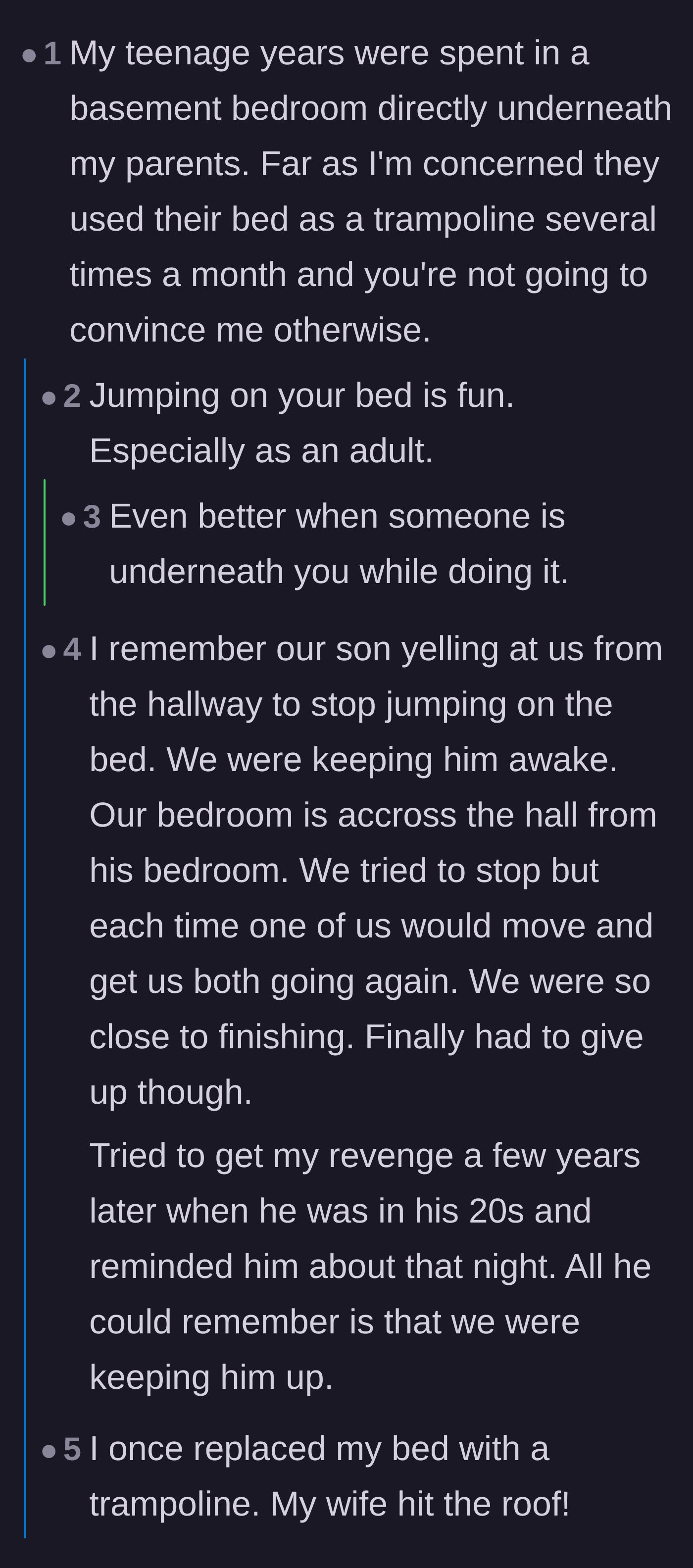 Comment thread 1 - Commenters swapping traumatizing childhood stories of hearing their parents in the bedroom