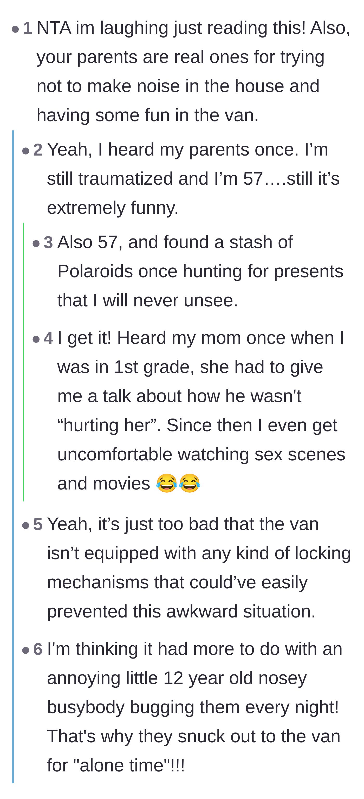 Comment thread 5 - Stories about accidentally finding physical evidence of parents' romantic lives