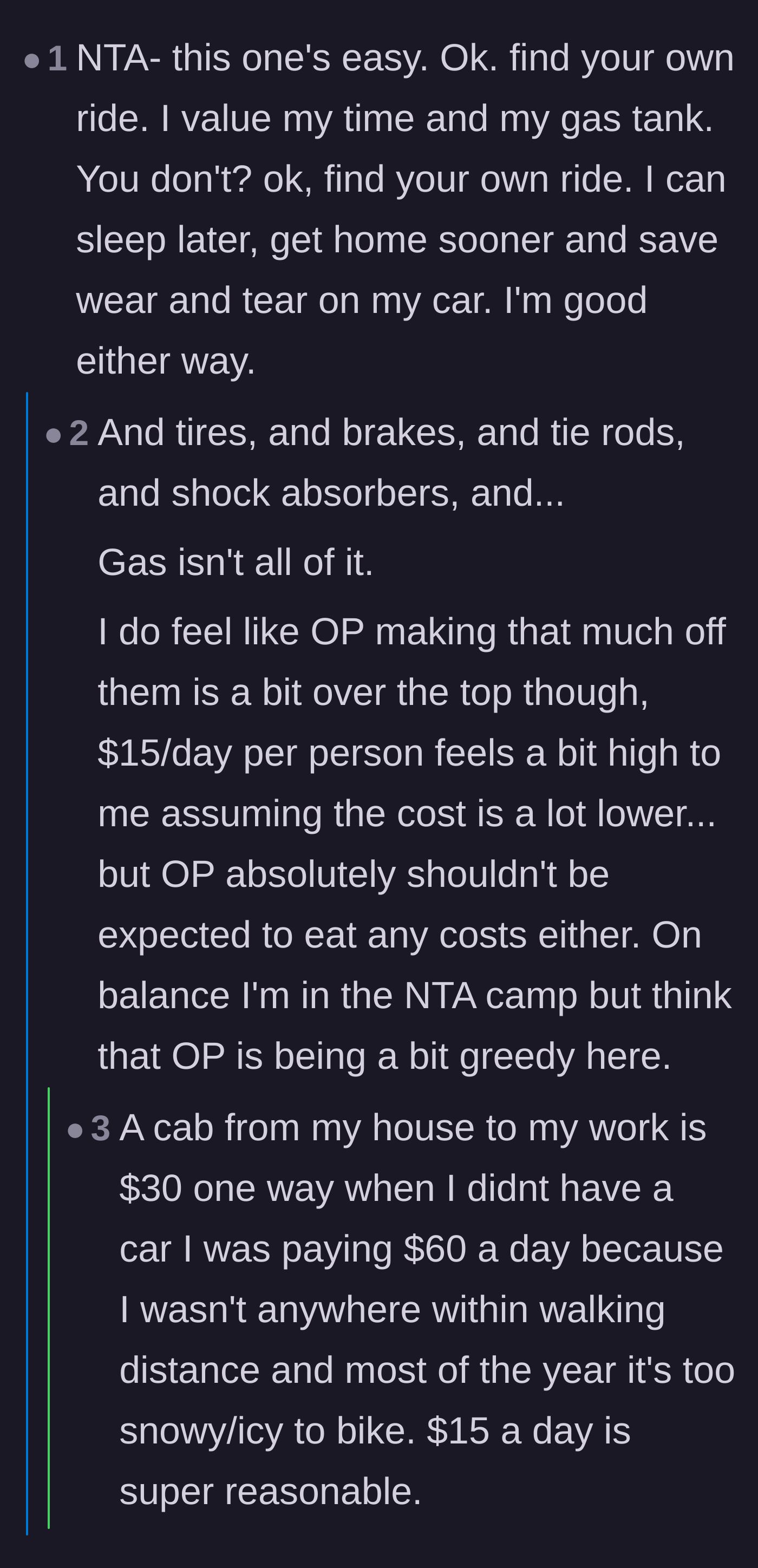 Comment thread 4 - Arguments over whether the daily fee was fair compensation for opportunity cost or just workplace grifting.