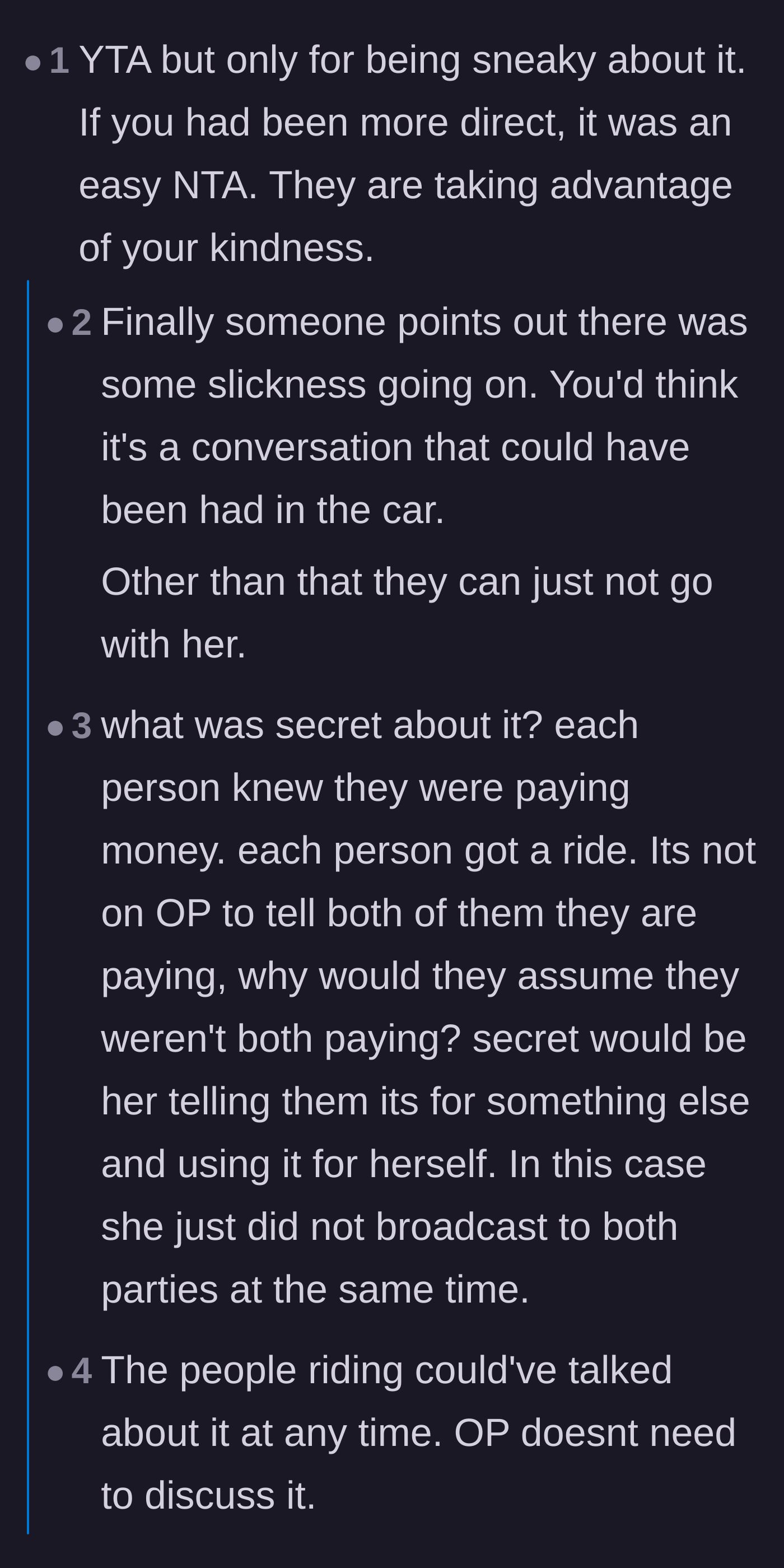 Comment thread 5 - Criticism of the driver's secretive approach and lack of direct communication.