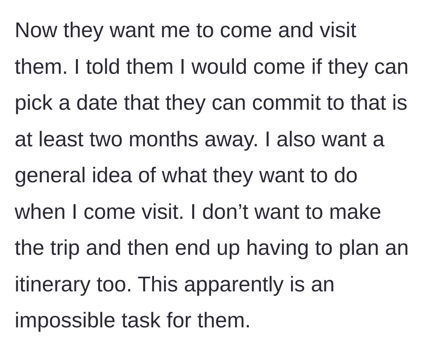 Story part 4 - The author laying down the law for future visits.