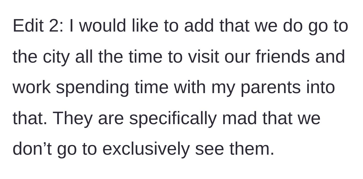 Story part 7 - The final clarification about visiting friends in the city.