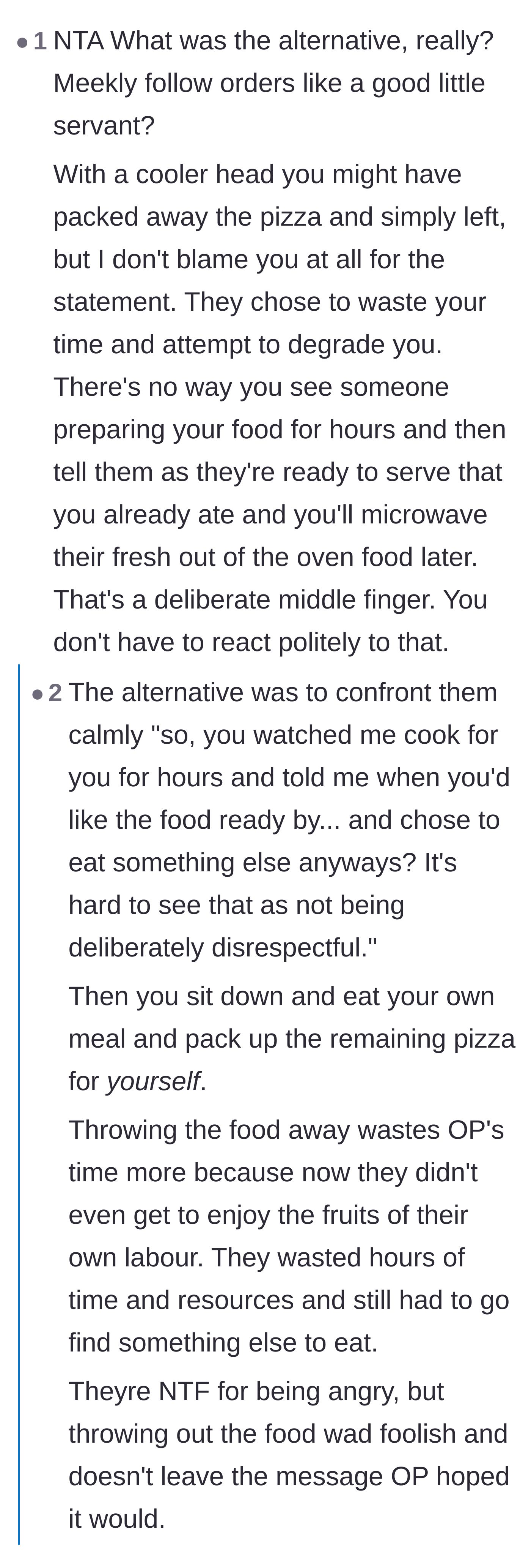 Comment thread 5 - A debate on how to properly stand up to deliberate disrespect without punishing yourself in the process.