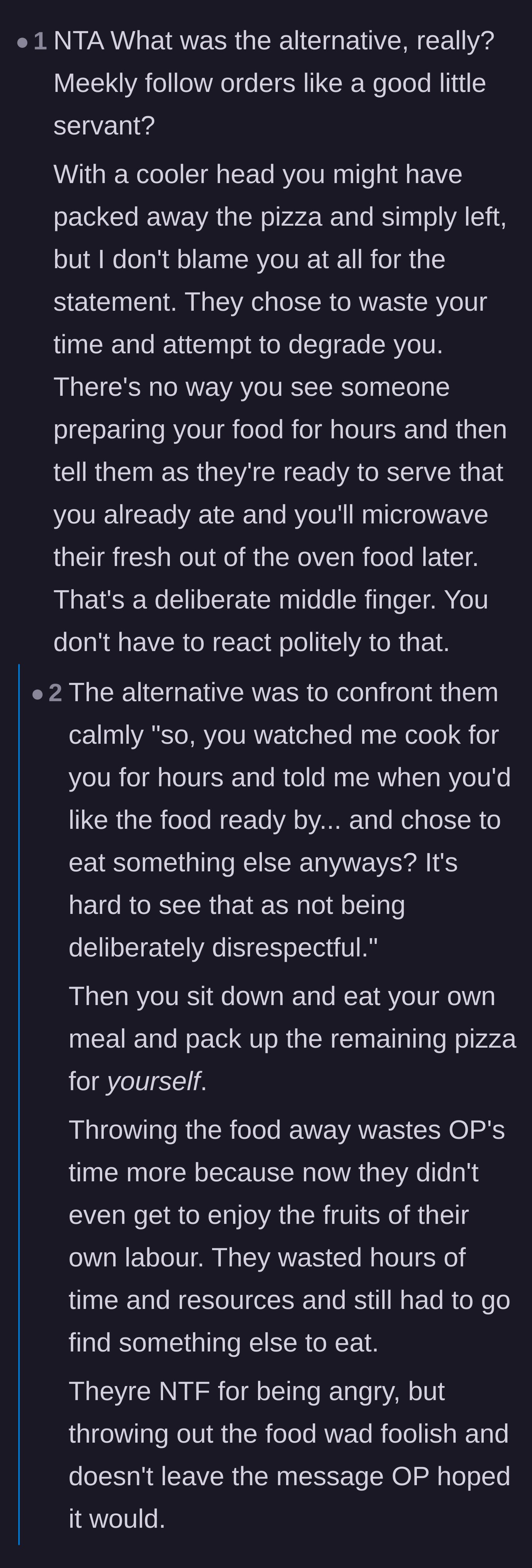 Comment thread 5 - A debate on how to properly stand up to deliberate disrespect without punishing yourself in the process.
