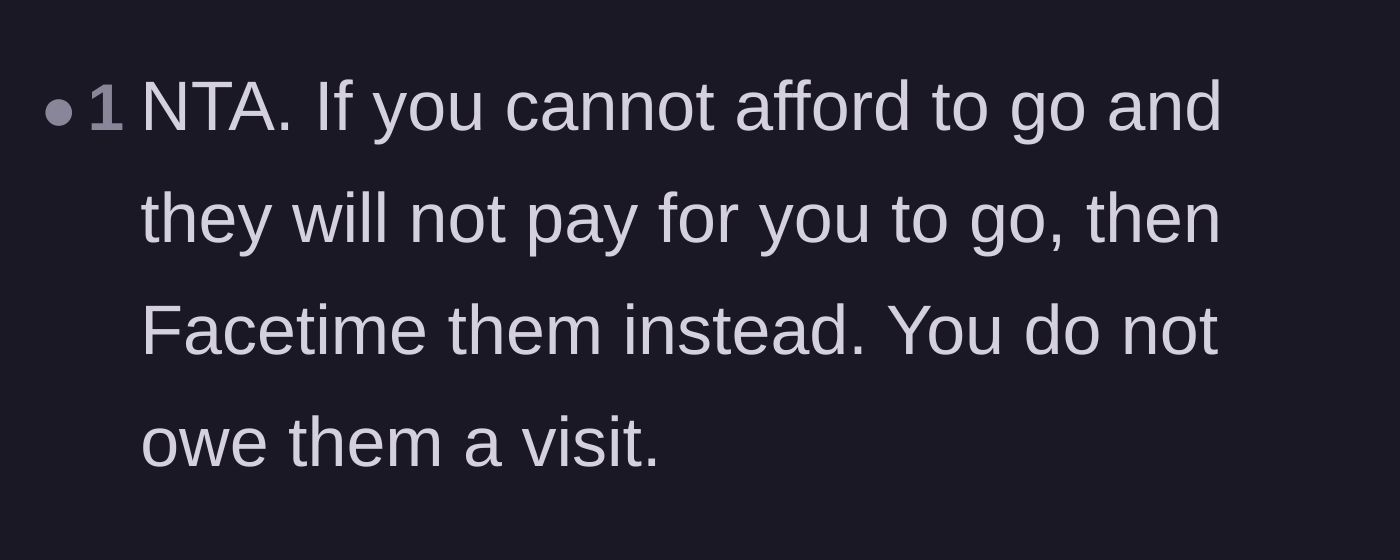 Comment thread 5 - Suggestion to replace expensive visits with video calls since a physical visit isn't owed.