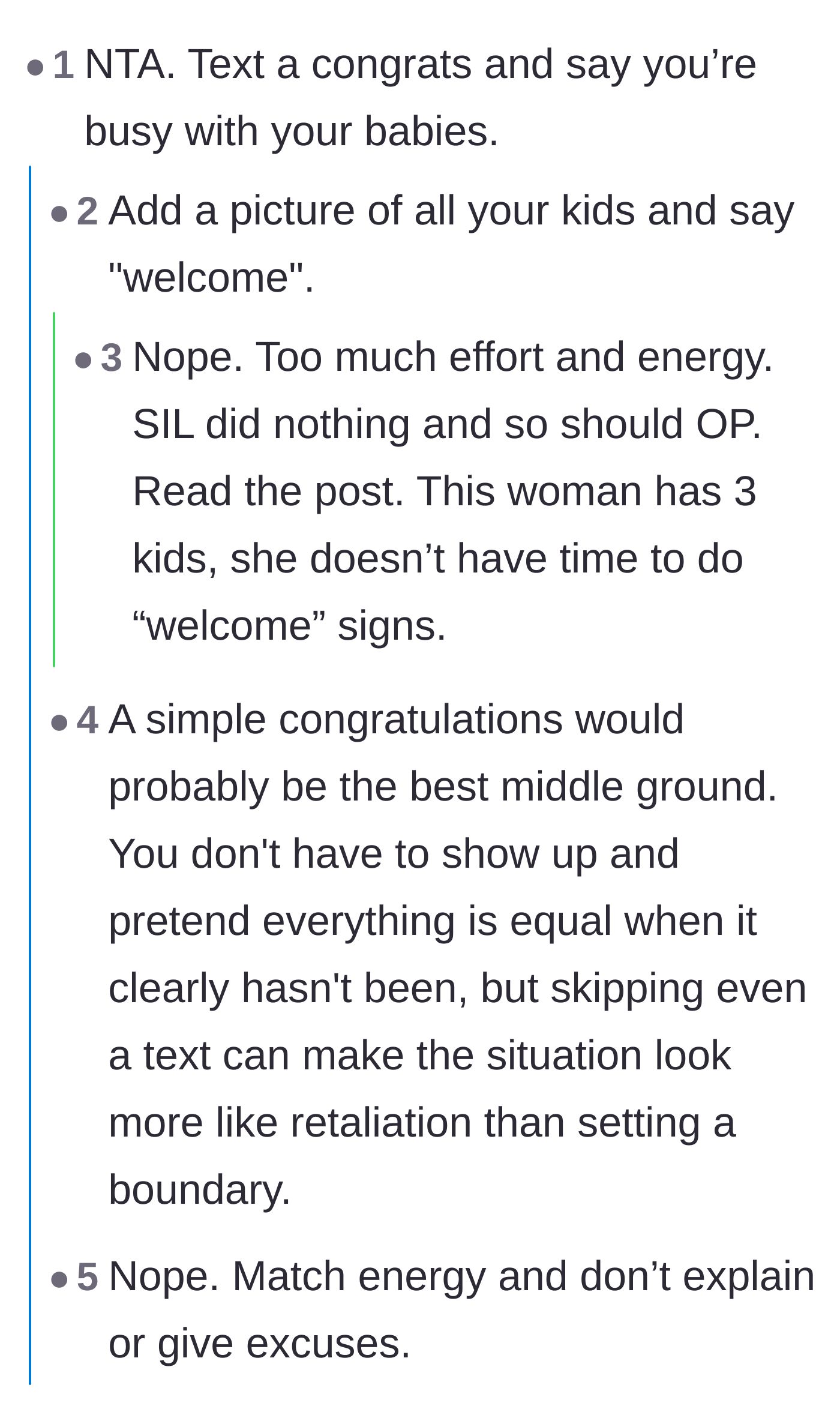 Comment thread 1 - Readers debate whether sending a polite text is a smart boundary or too much effort for an exhausted mom of three