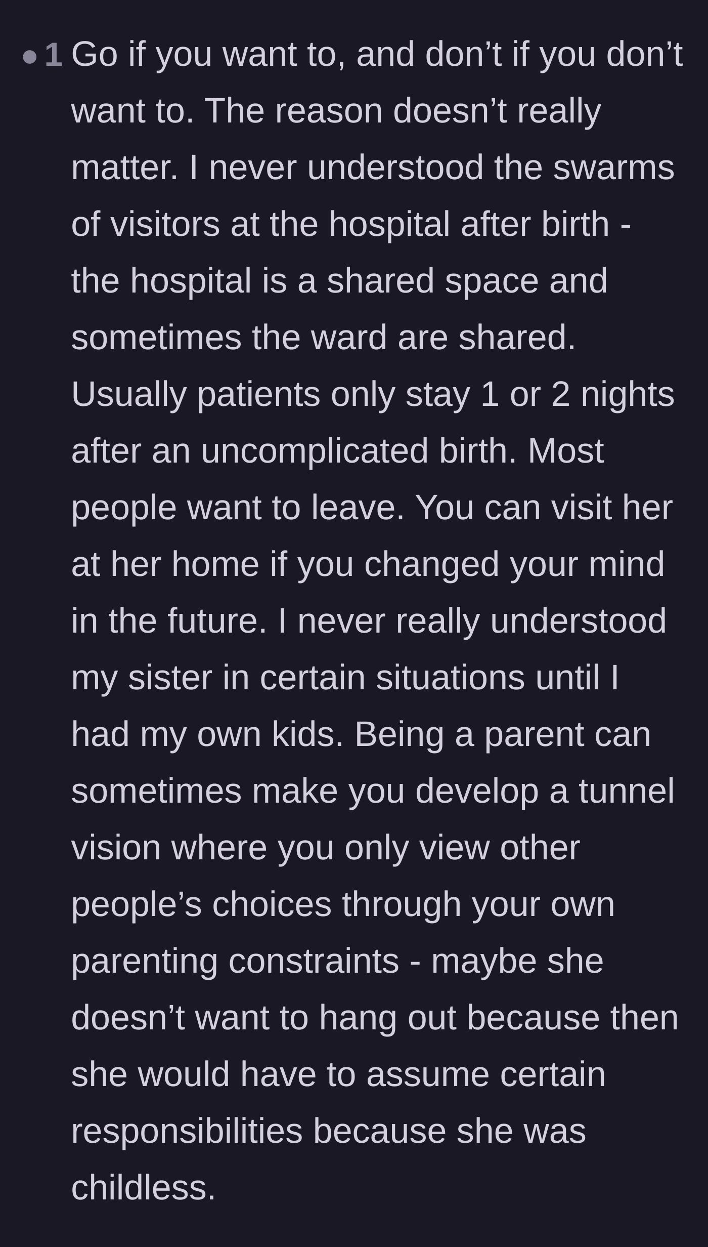 Comment thread 5 - A perspective on how becoming a parent can change someone's previously distant behavior