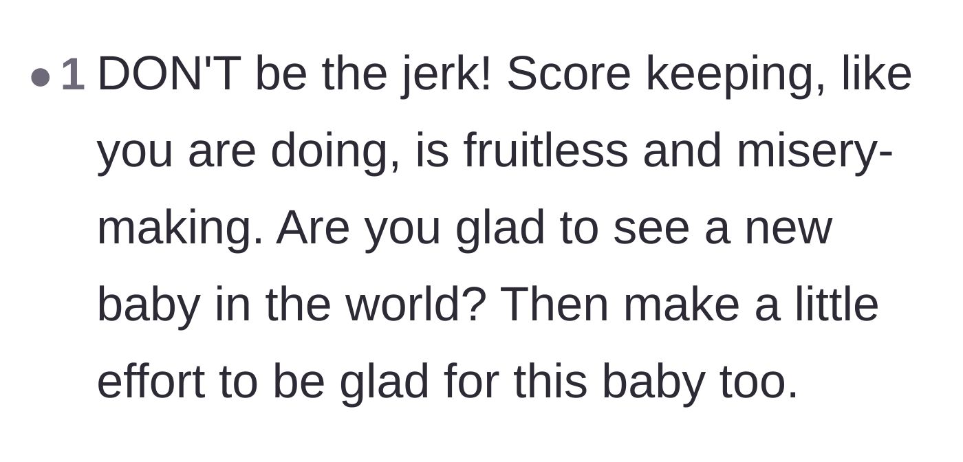 Comment thread 6 - A blunt reminder that keeping score in family relationships only creates more misery