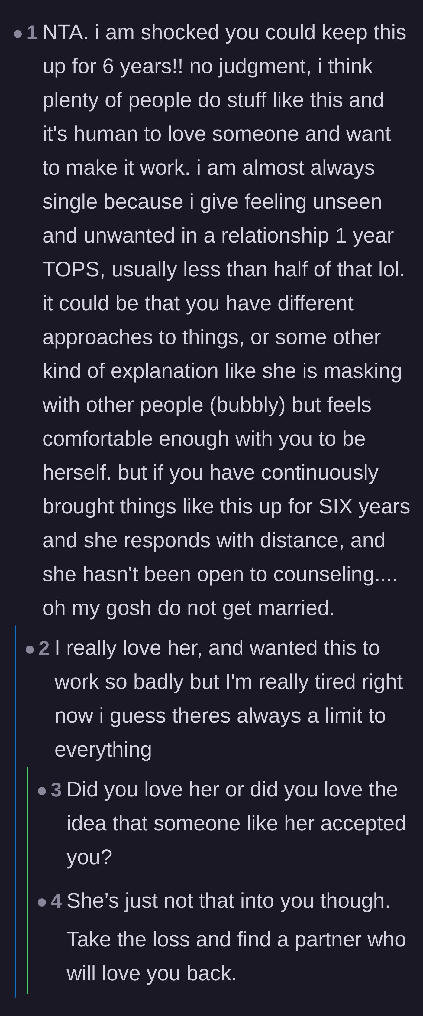 Comment thread 4 - A deep dive where the author admits his exhaustion and readers question if he loves her or just the fantasy of her.